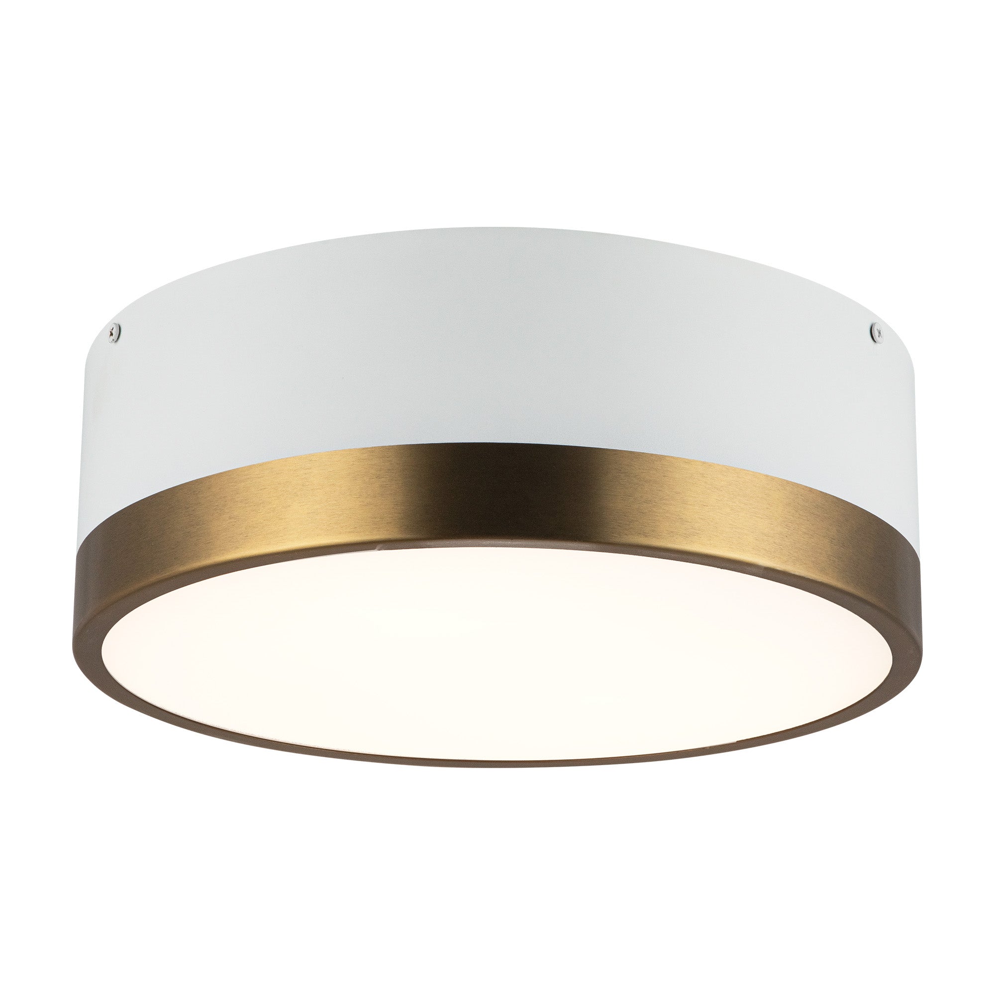 Brisbane 12-in Aged Gold/White 2 Lights Flush Mount