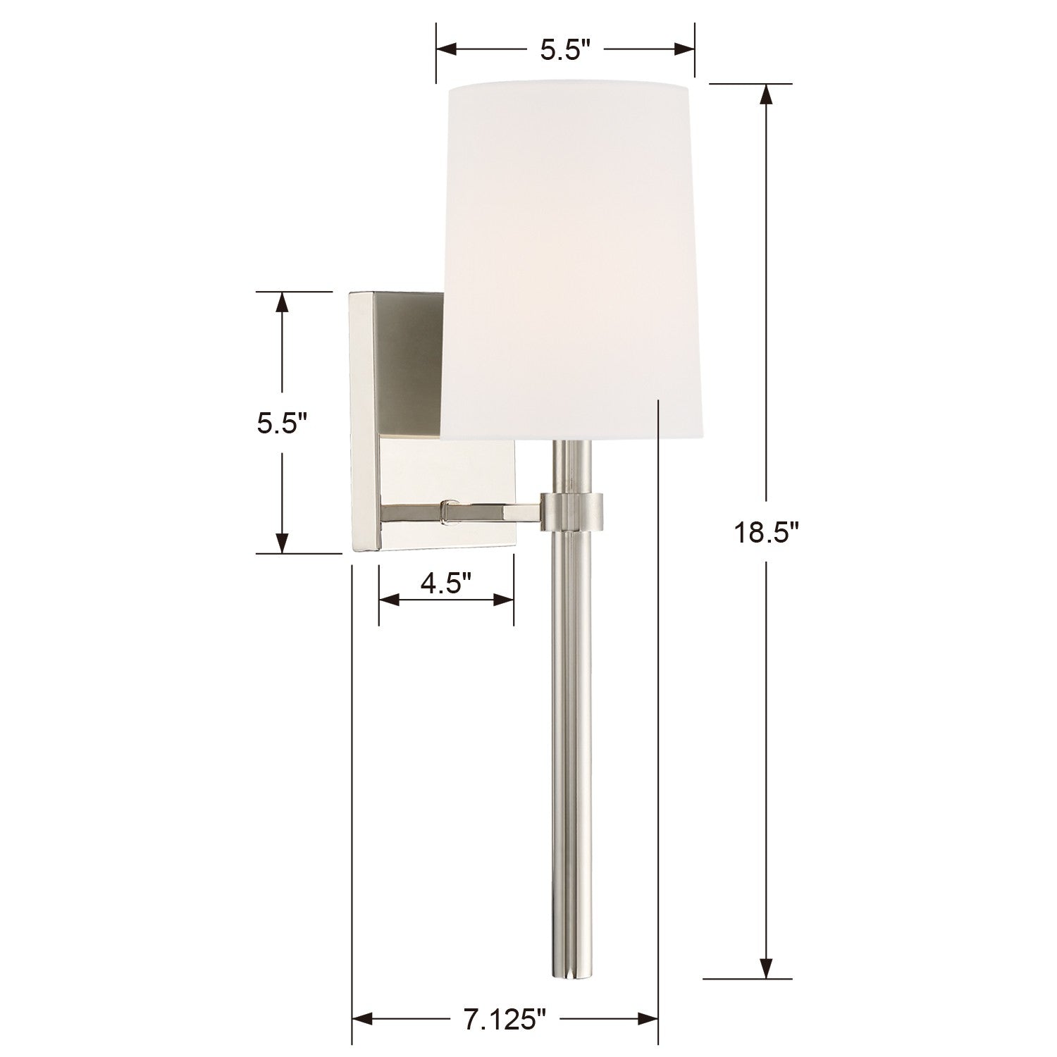 Crystorama Bromley BRO-451-PN – 5.5 Inch – 1 Light – Sconce – Polished Nickel – Damp Rated