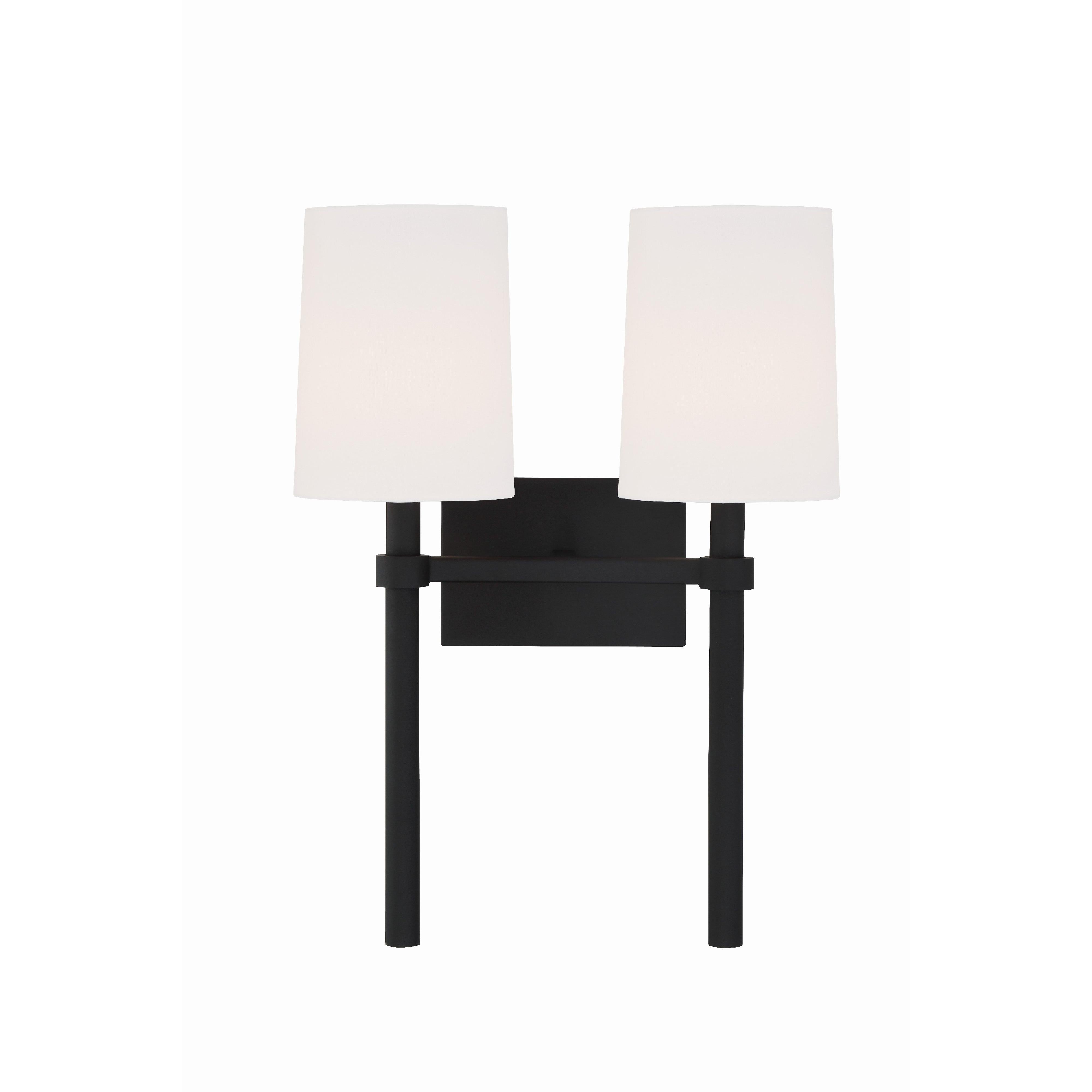 Crystorama Bromley BRO-452-BF – 13.75 Inch – 2 Light – Sconce – Black Forged – Damp Rated