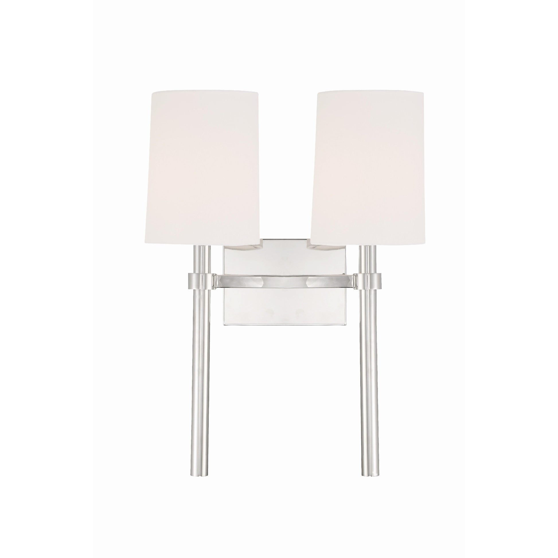 Crystorama Bromley BRO-452-PN – 13.75 Inch – 2 Light – Sconce – Polished Nickel – Damp Rated