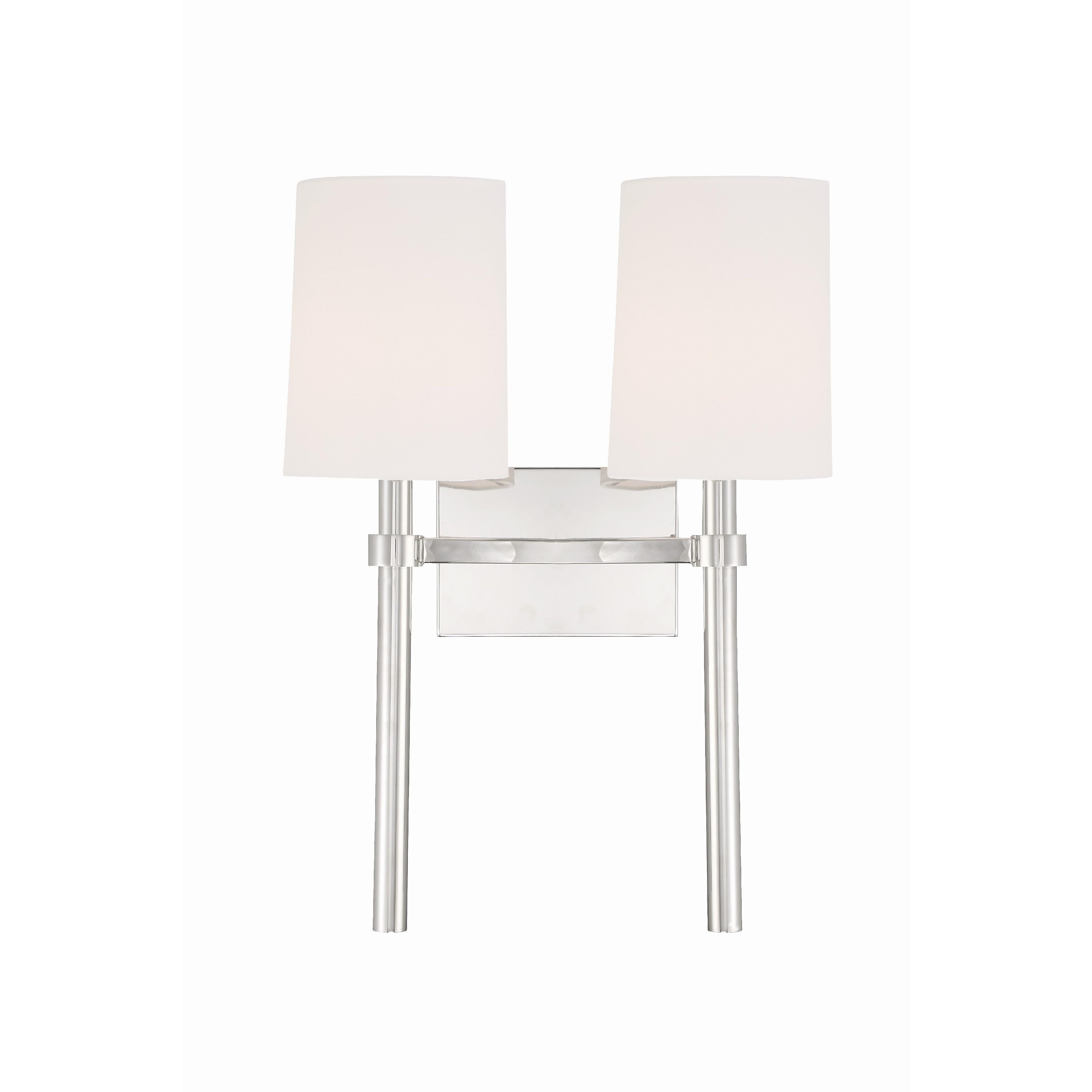 Crystorama Bromley BRO-452-PN – 13.75 Inch – 2 Light – Sconce – Polished Nickel – Damp Rated