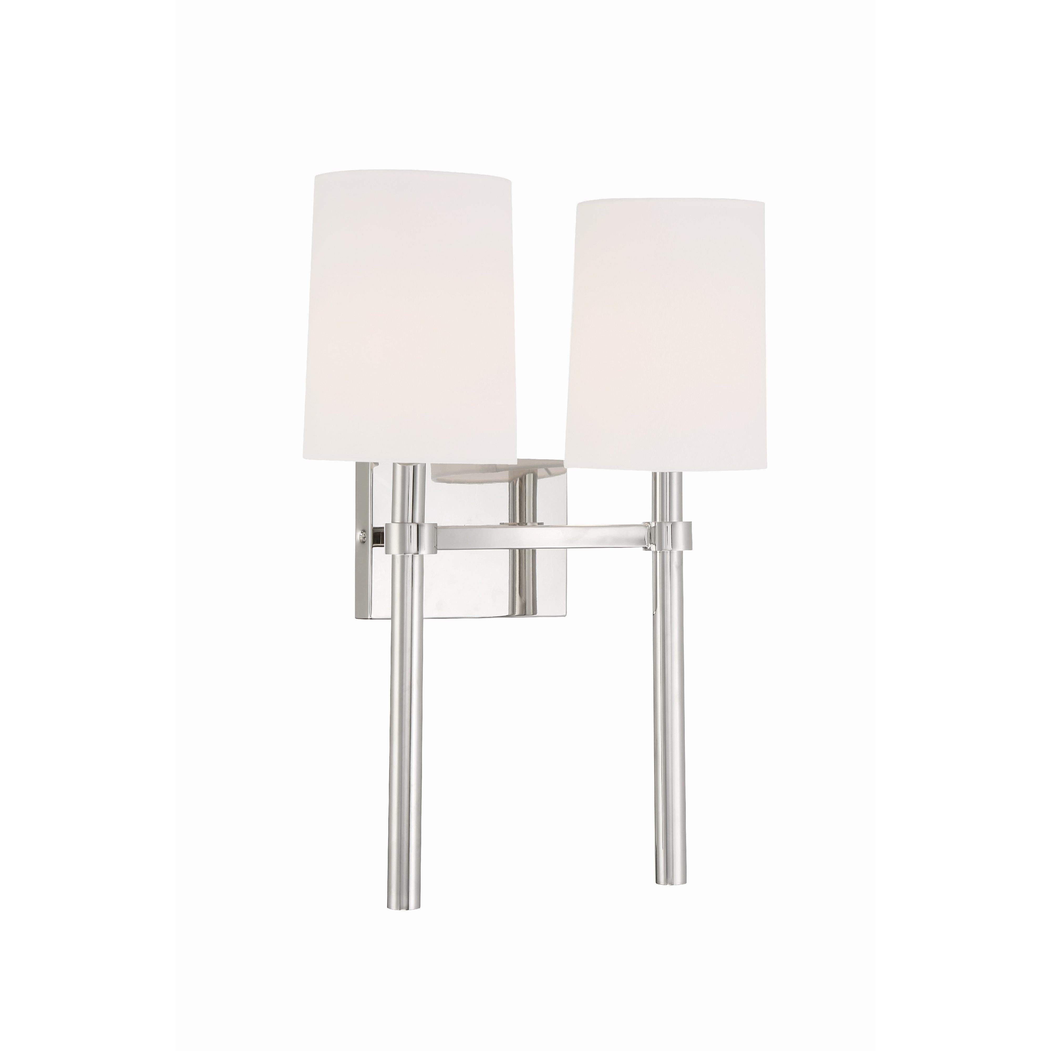 Crystorama Bromley BRO-452-PN – 13.75 Inch – 2 Light – Sconce – Polished Nickel – Damp Rated