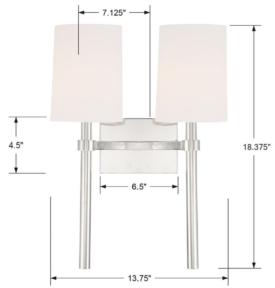 Crystorama BROMLEY BRO-452-PN Sconce Modern - Polished Nickel