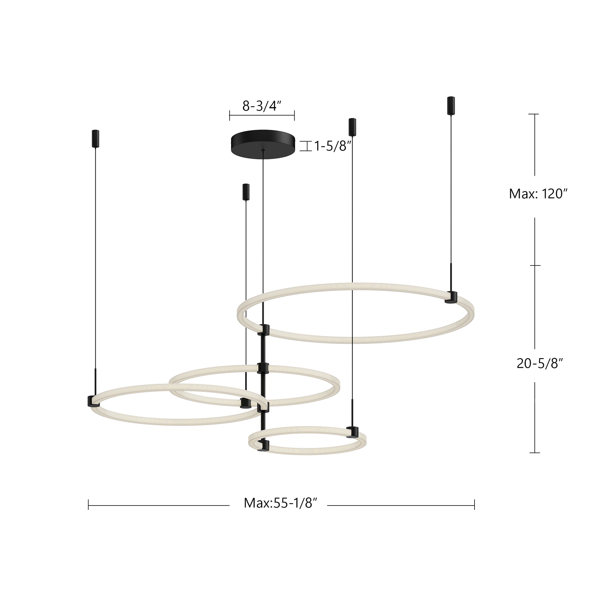 Bruni 55-in Black LED Chandeliers