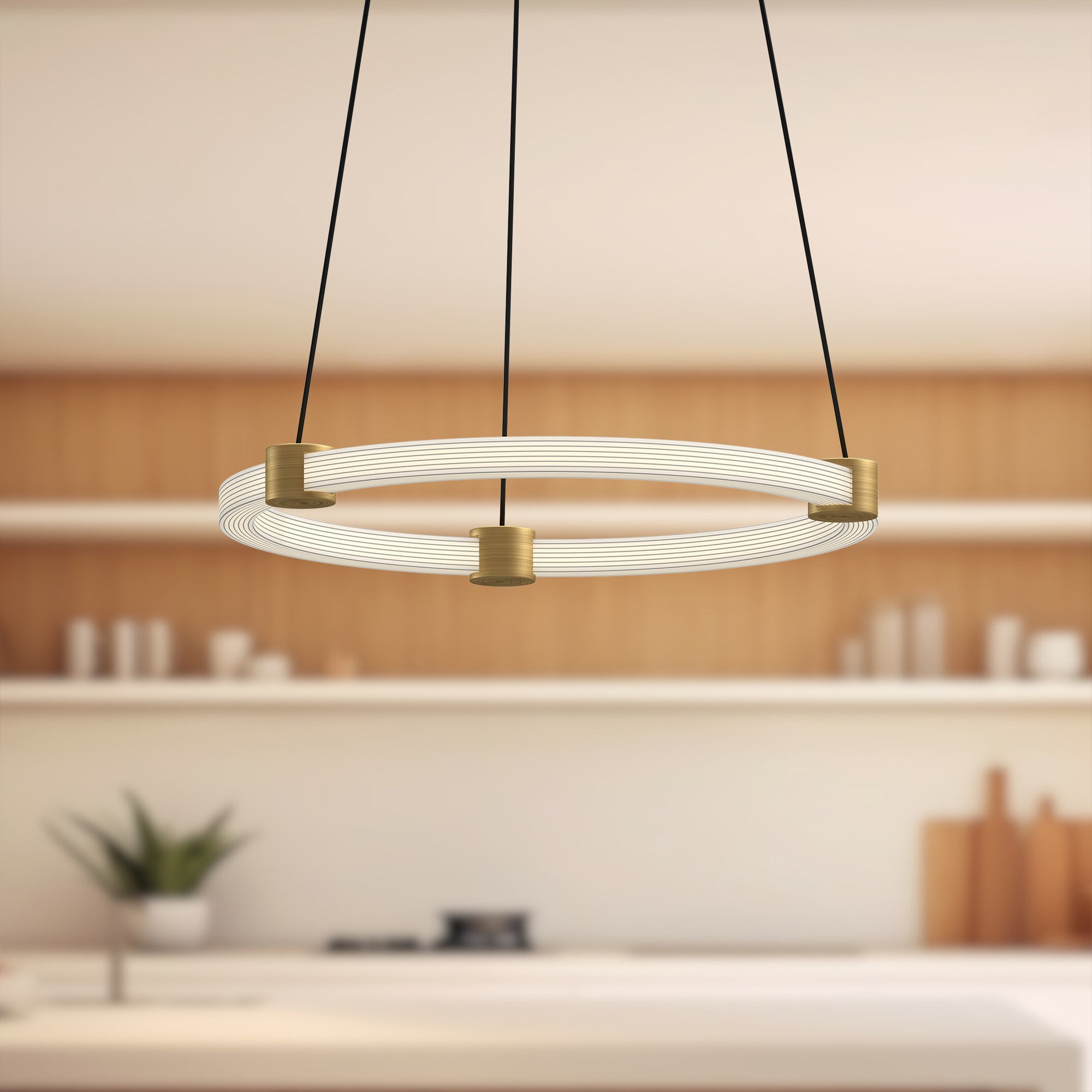 Bruni 16-in Brushed Gold LED Pendant