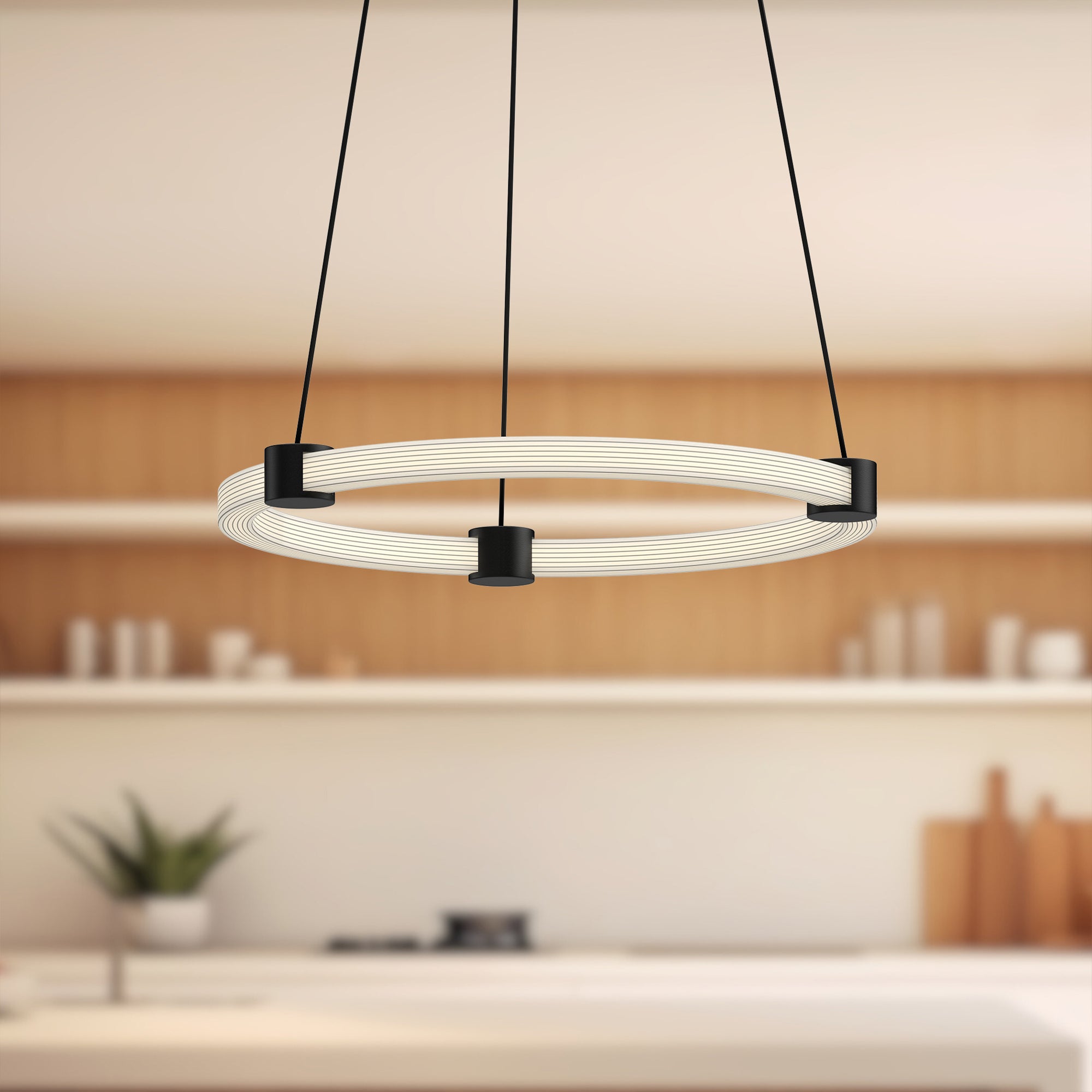 Bruni 16-in Black LED Pendant