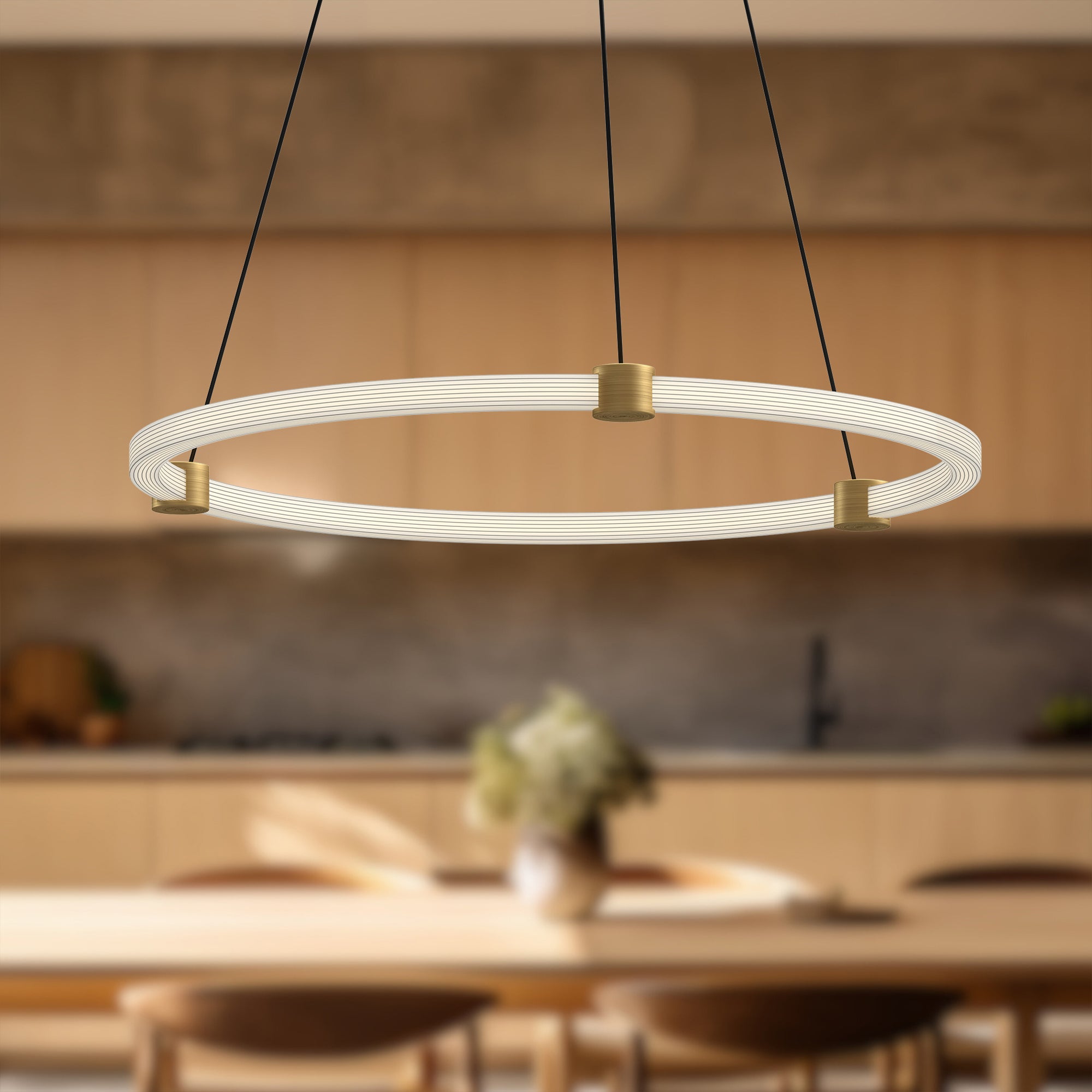 Bruni 24-in Brushed Gold LED Pendant