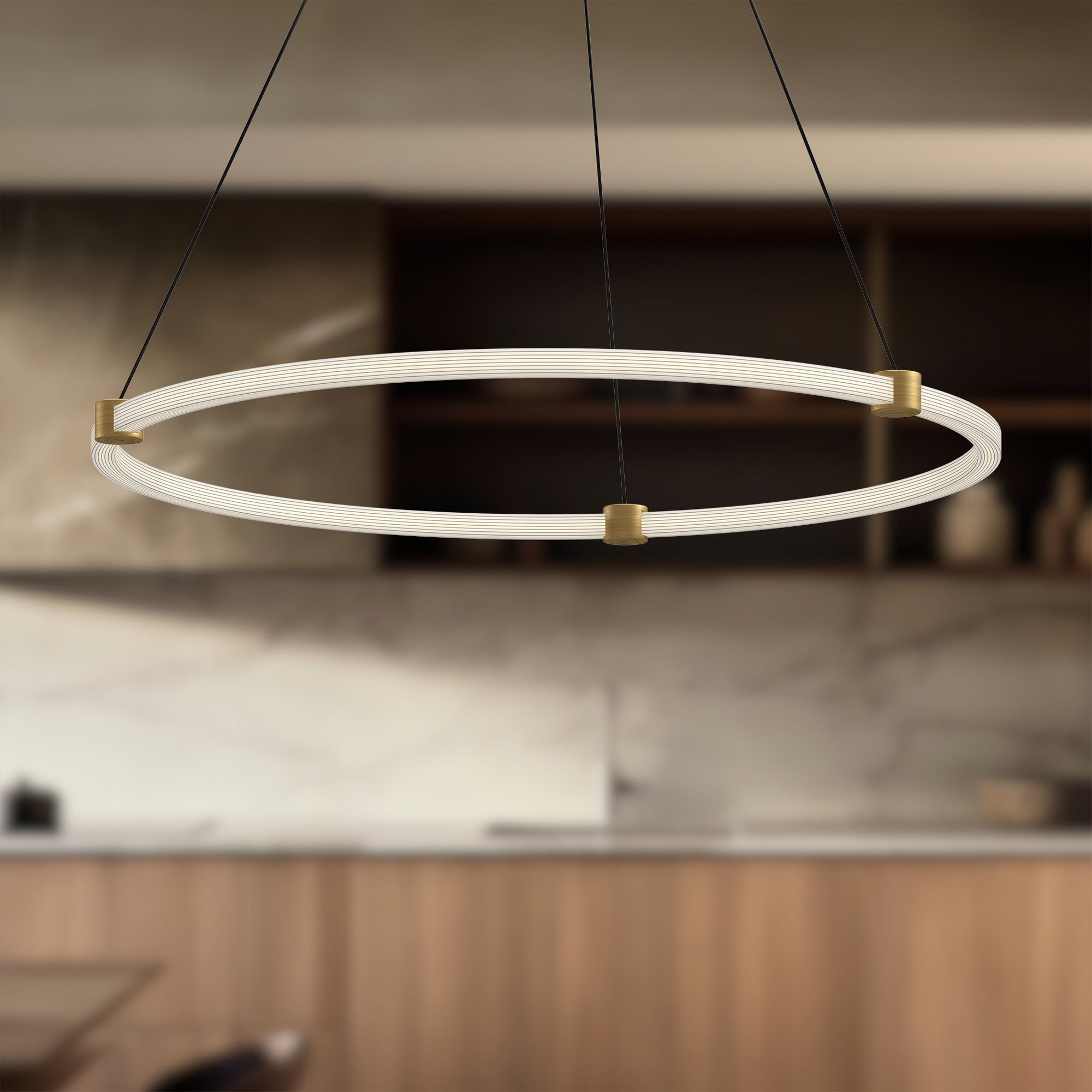 Bruni 32-in Brushed Gold LED Pendant