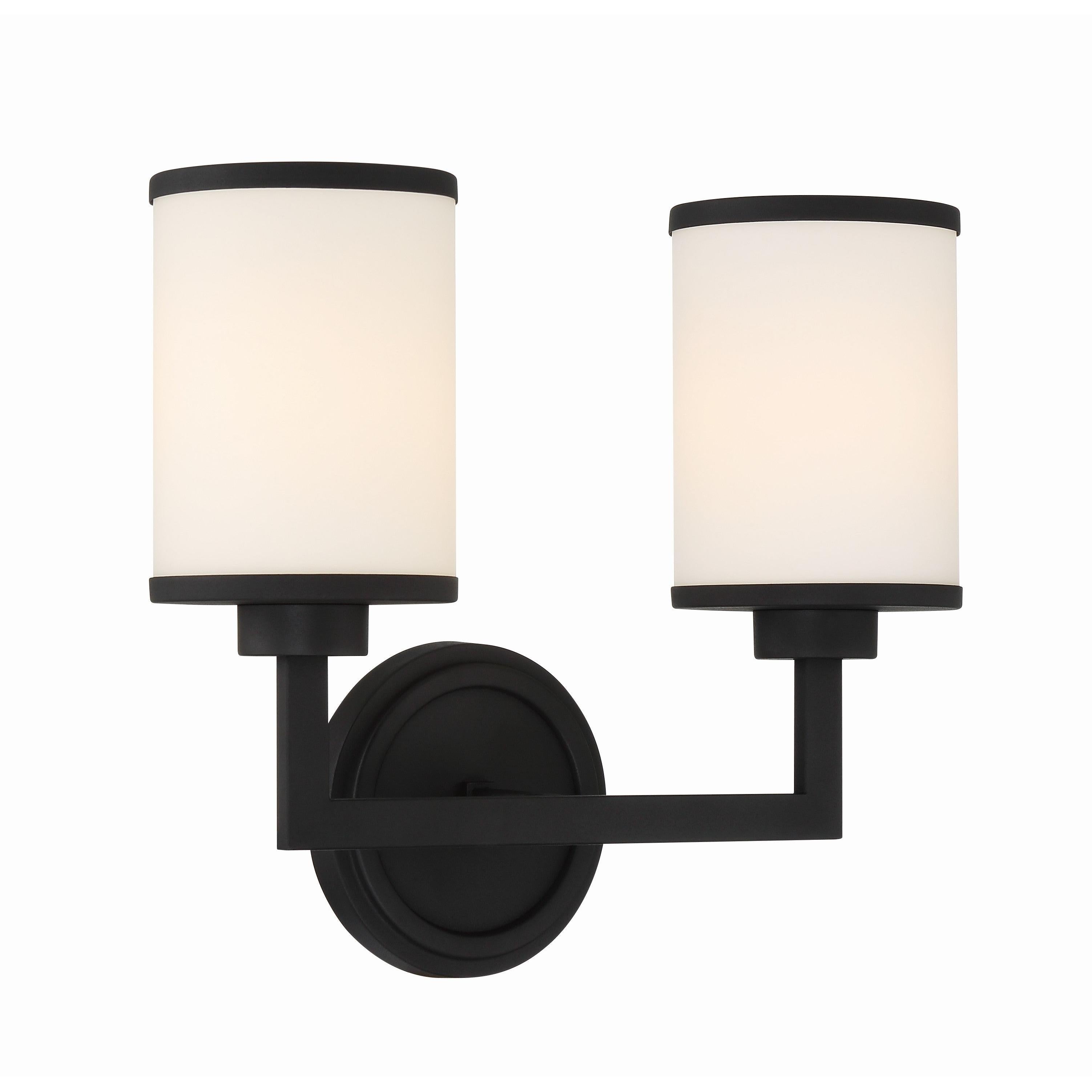 Crystorama Bryant BRY-8002-BF – 14.5 Inch – 2 Light – Sconce – Black Forged – Damp Rated