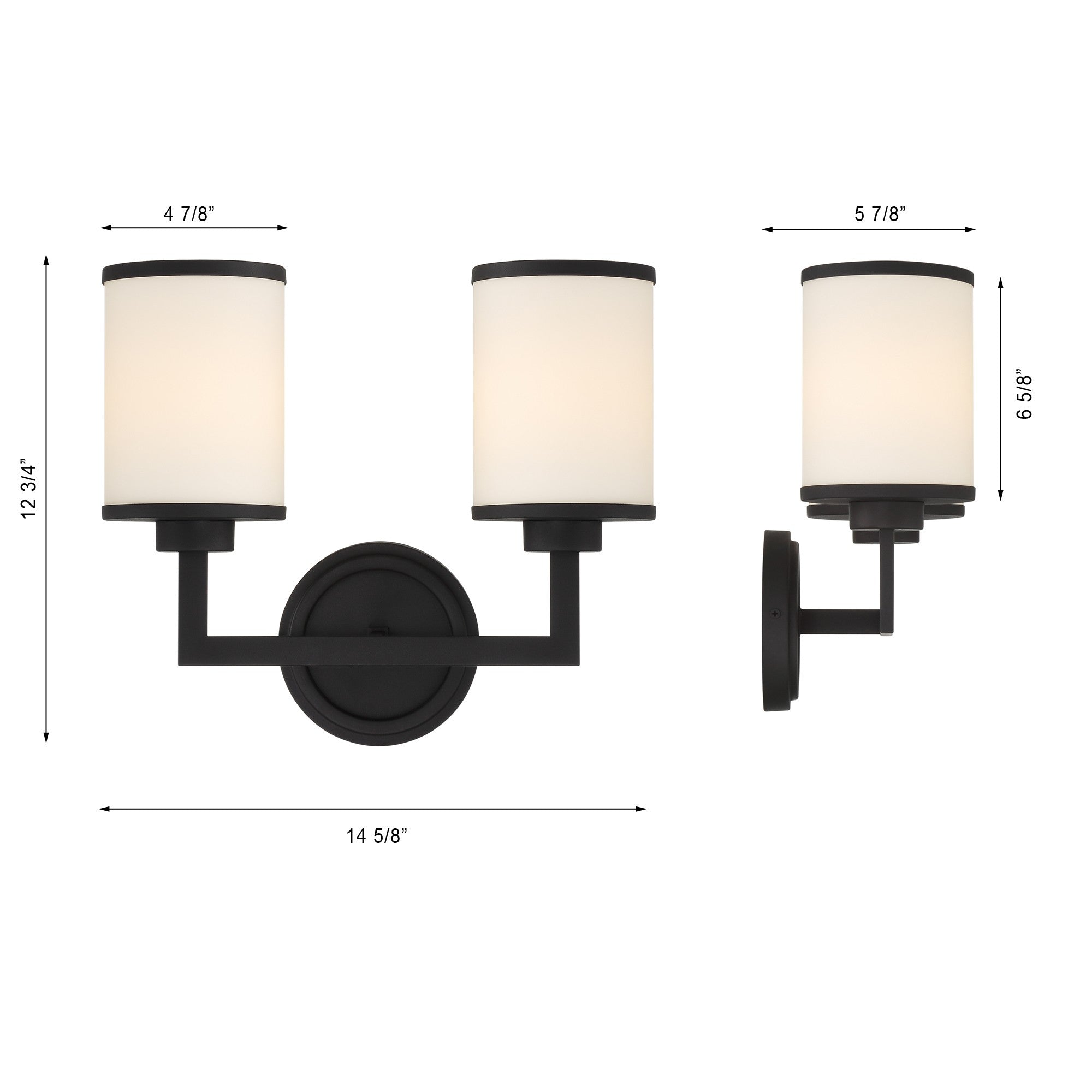 Crystorama Bryant BRY-8002-BF – 14.5 Inch – 2 Light – Sconce – Black Forged – Damp Rated