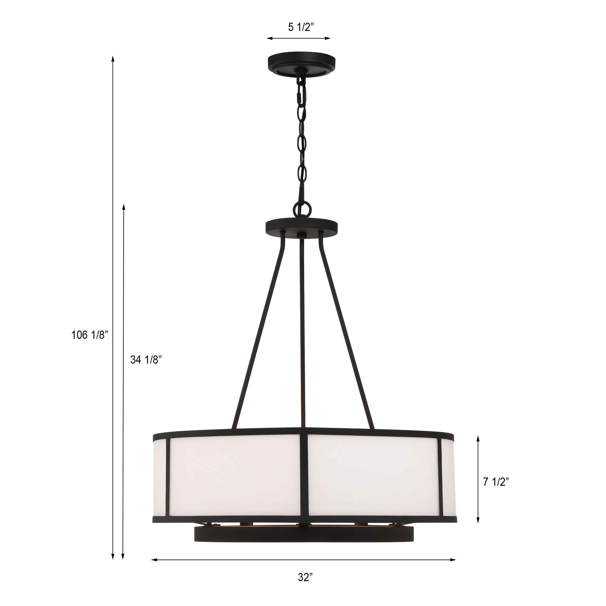 Crystorama Bryant BRY-8008-BF – 32 Inch – 8 Light – Chandelier – Black Forged – Damp Rated