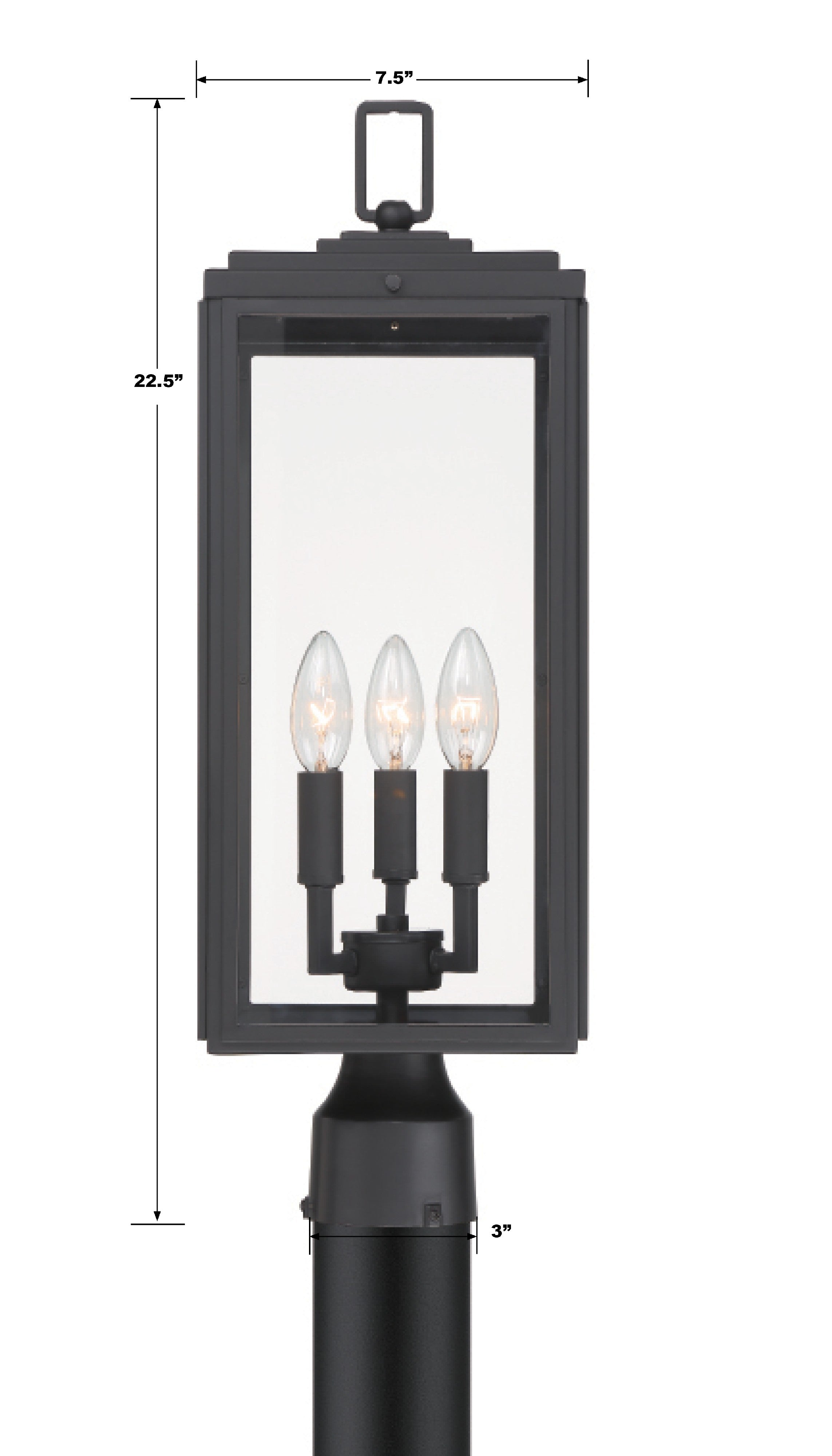 Crystorama Byron BYR-80109-MK – 7.5 Inch – 3 Light – Outdoor – Matte Black – Wet Rated