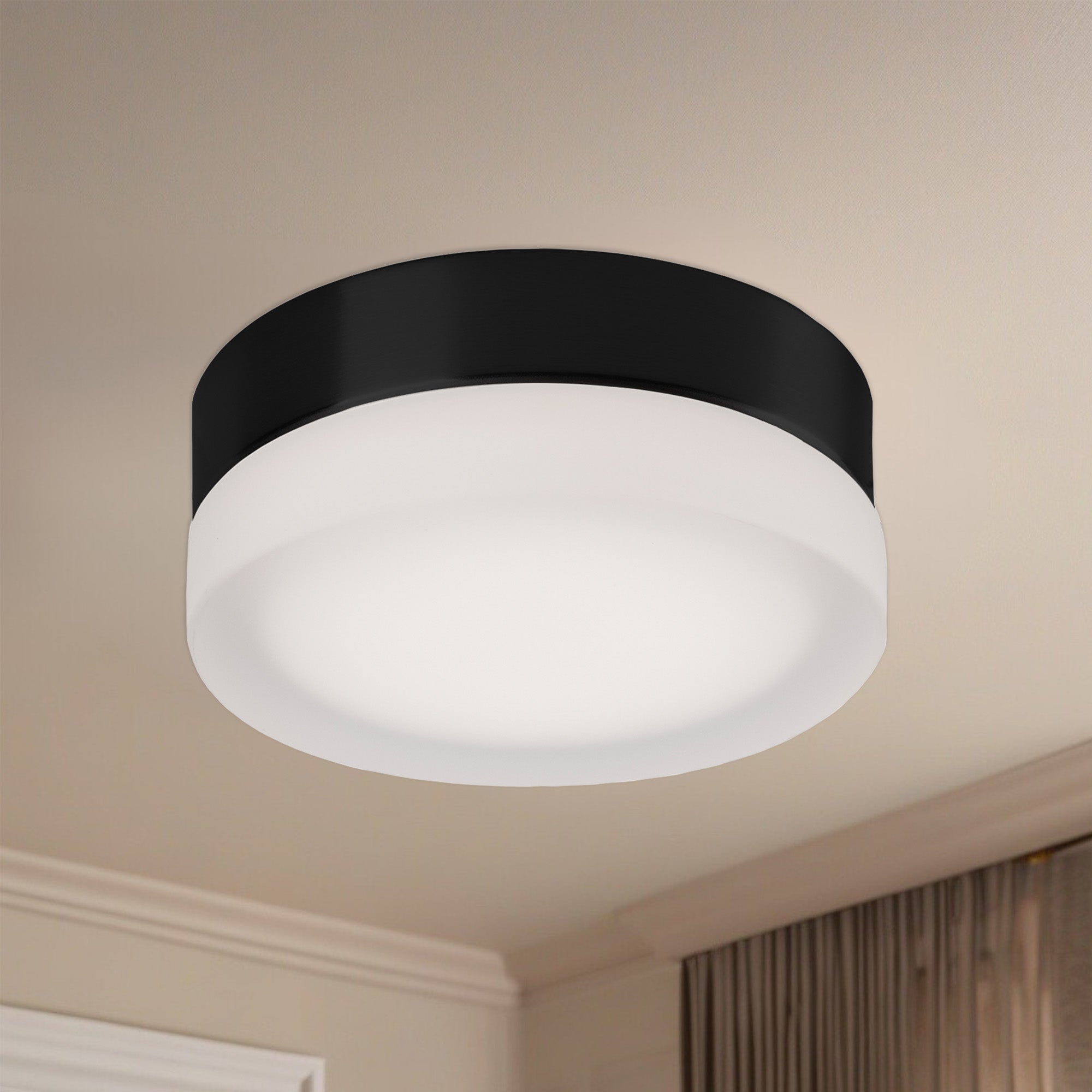 Bedford 6-in Black/Frosted LED Flush Mount