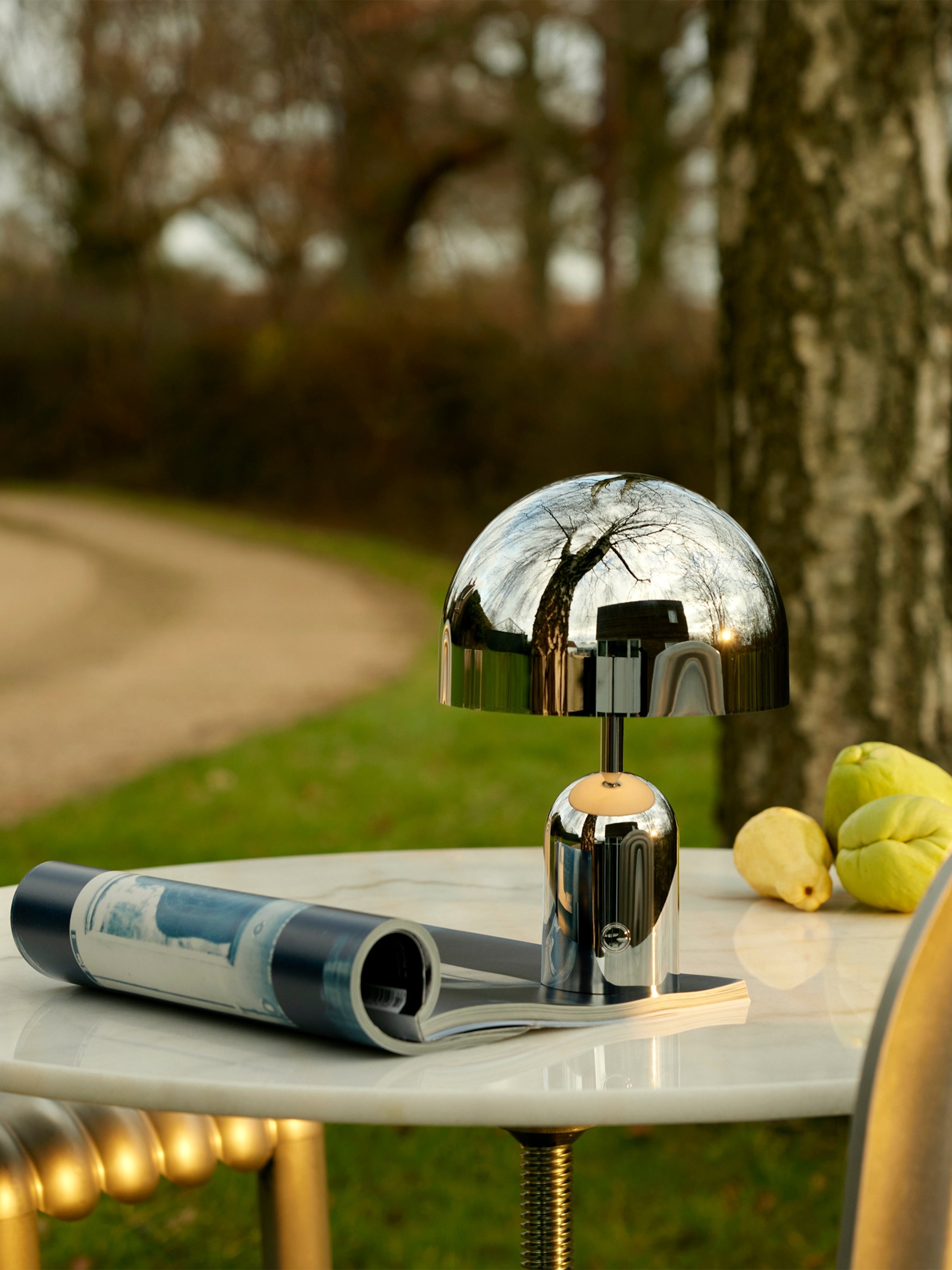 Bell Portable Rechargeable Cordless LED Table Lamp - Polished Silver, Chrome