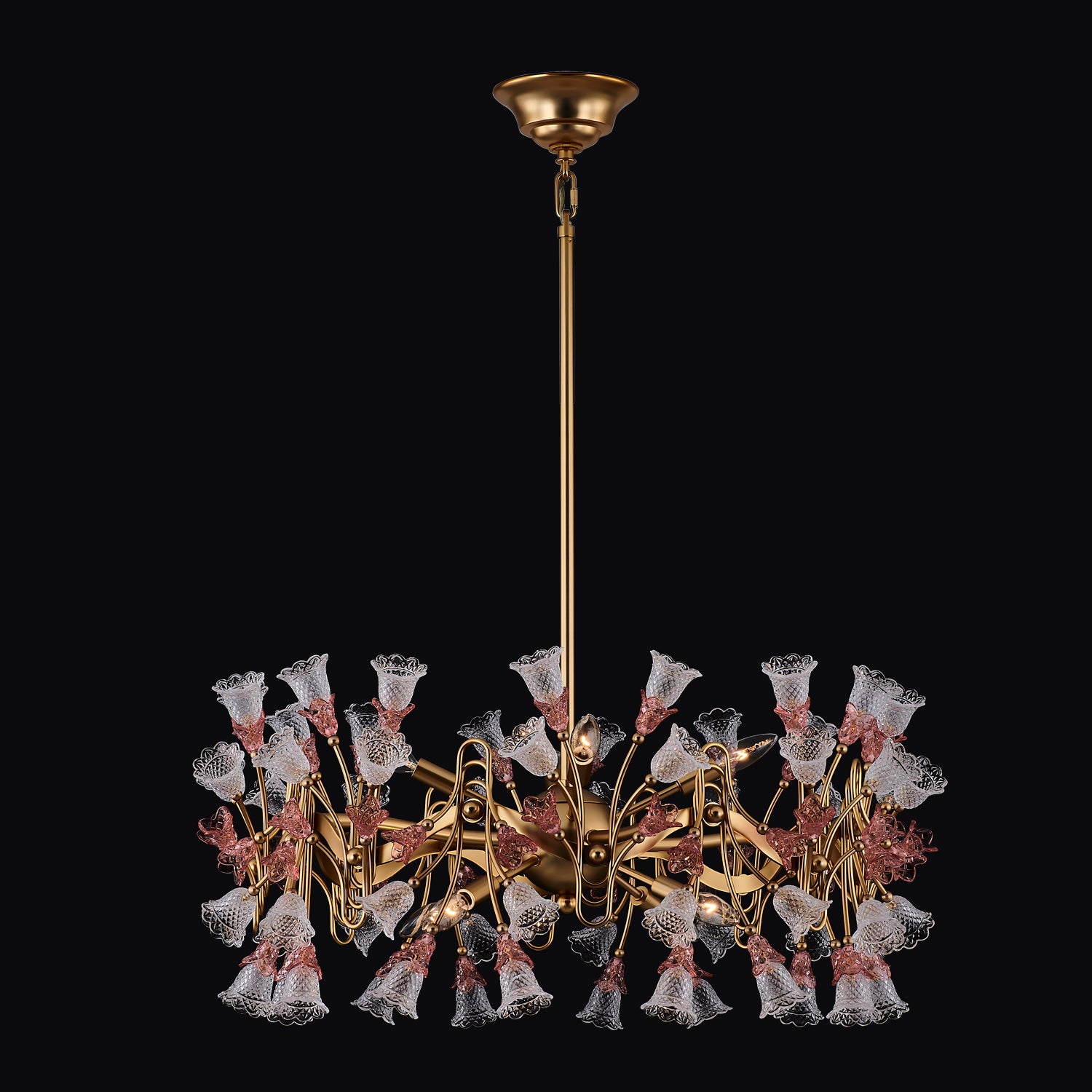 Bella Luxury Crystal 32 inch Candelabra Pendant - Antique Brass