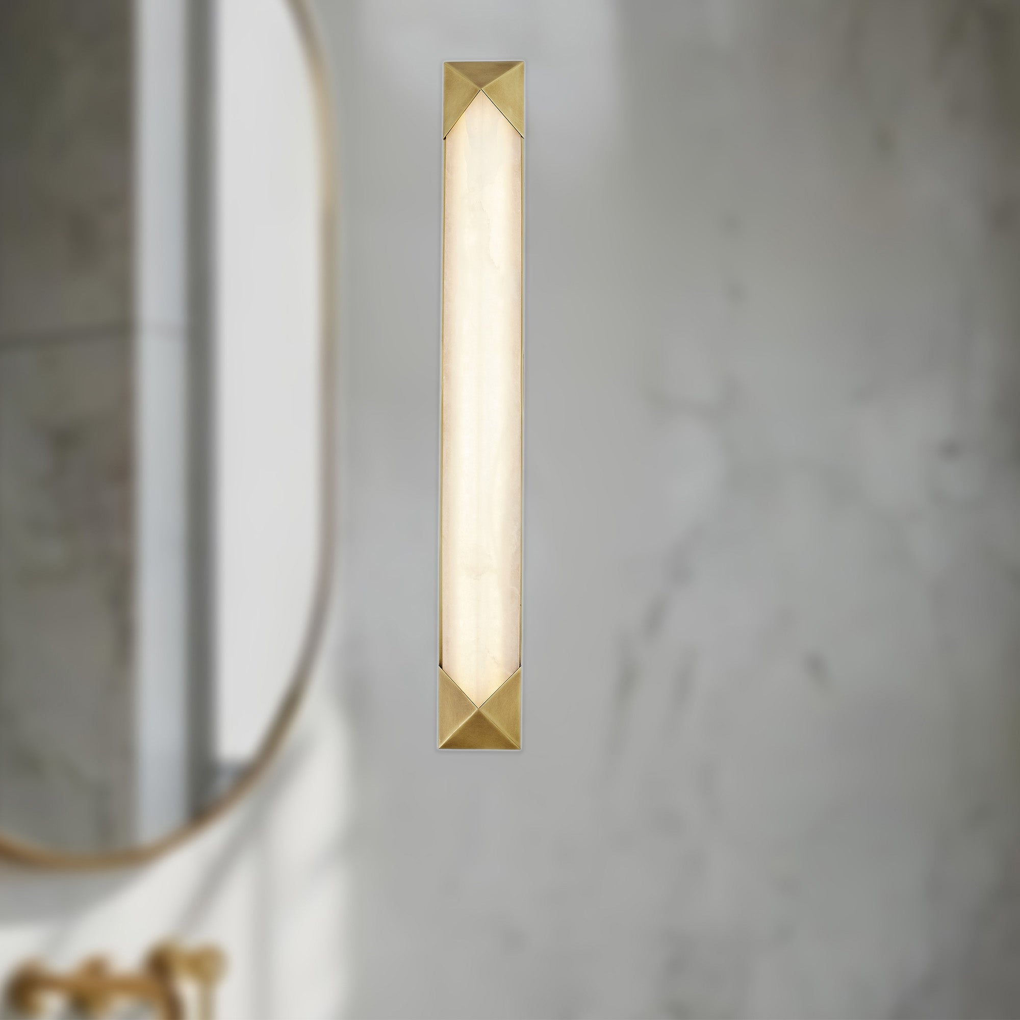 Caesar 25-in Vintage Brass/Alabaster LED Wall/Vanity