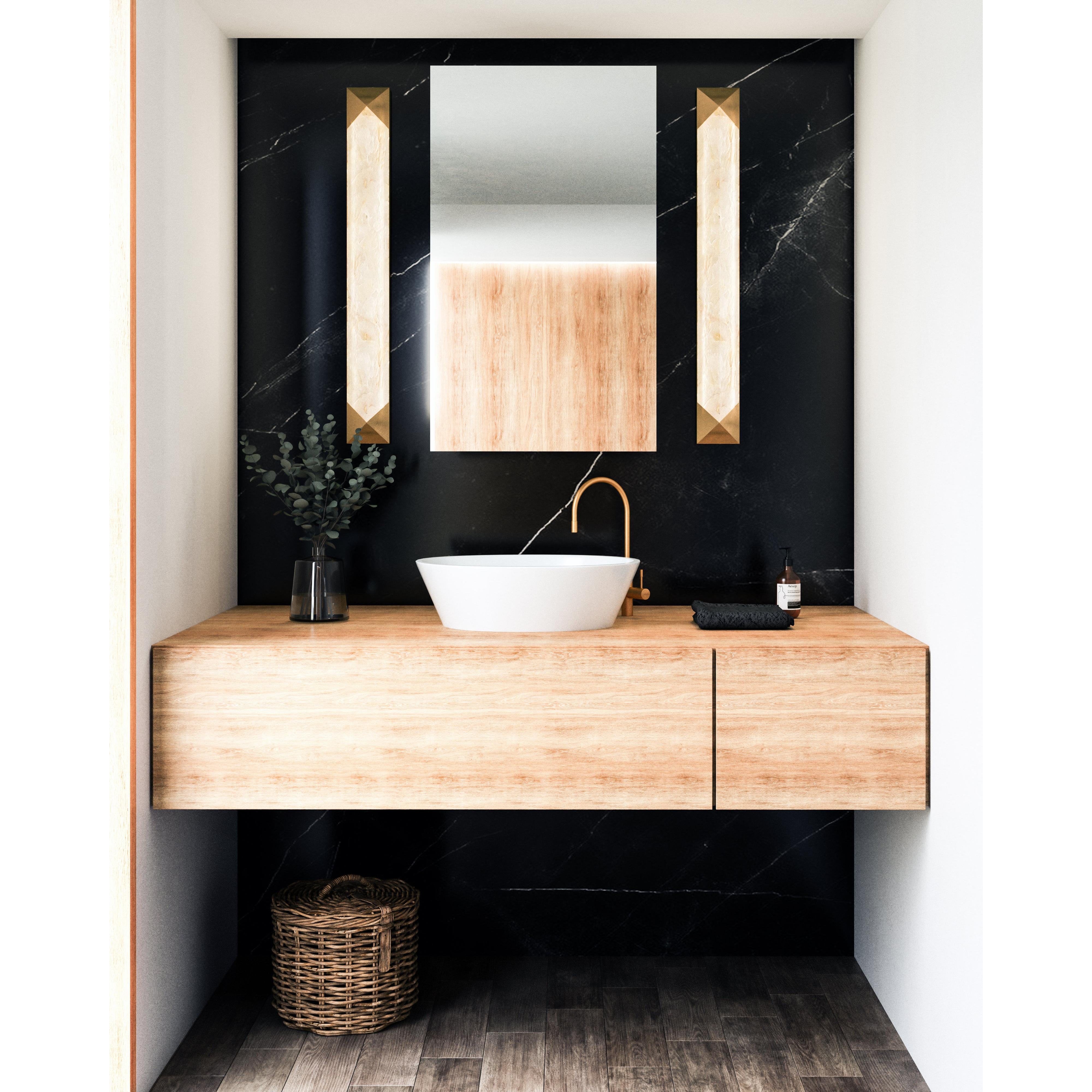 Caesar 25-in Vintage Brass/Alabaster LED Wall/Vanity