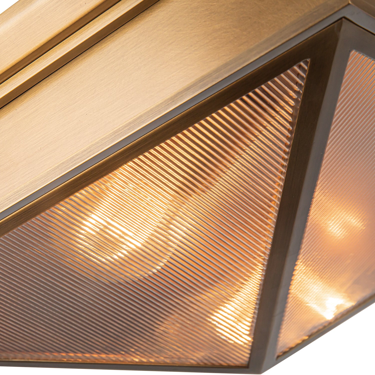 Cairo 15-in Ribbed Glass/Vintage Brass 2 Lights Flush Mount