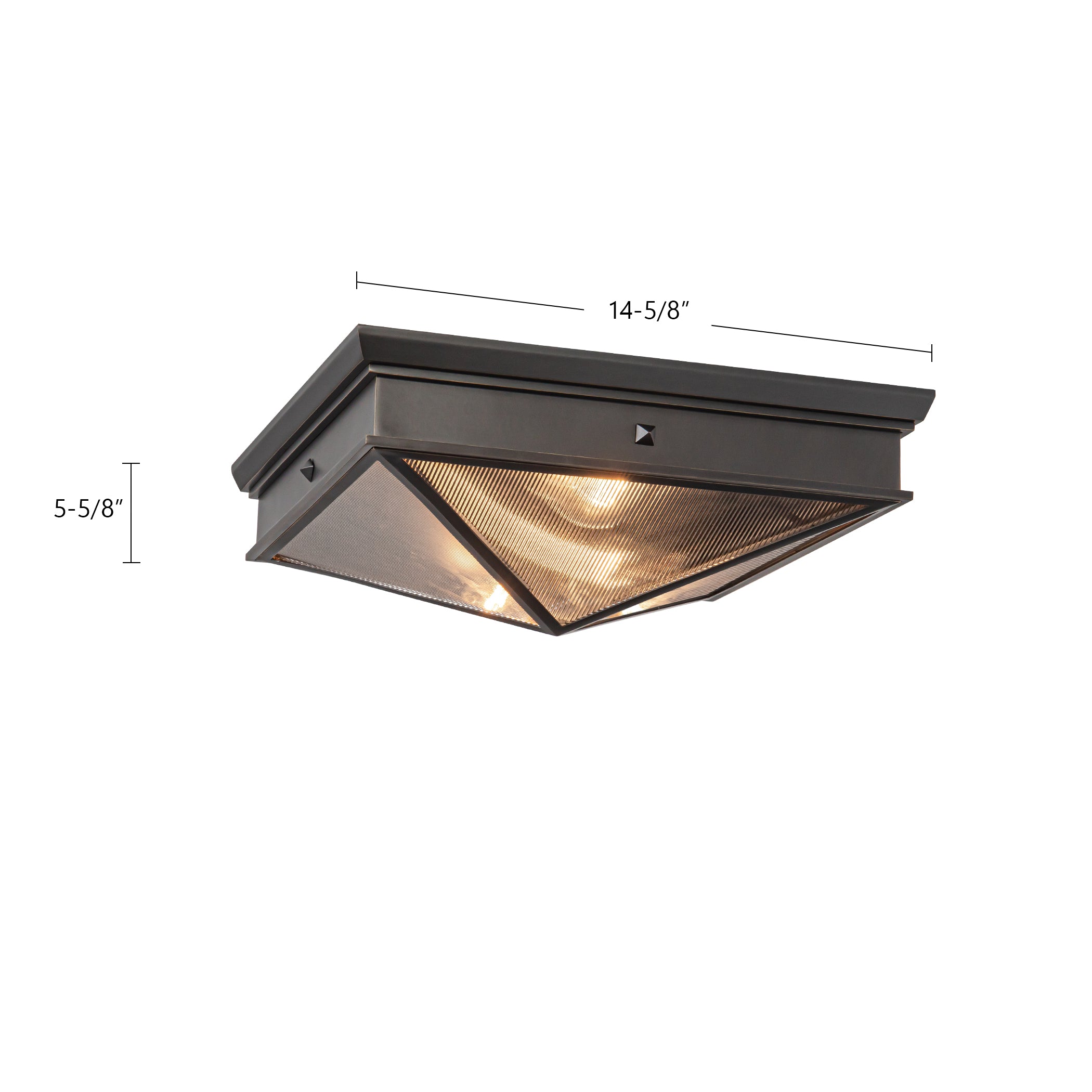 Cairo 15-in Ribbed Glass/Urban Bronze 2 Lights Flush Mount