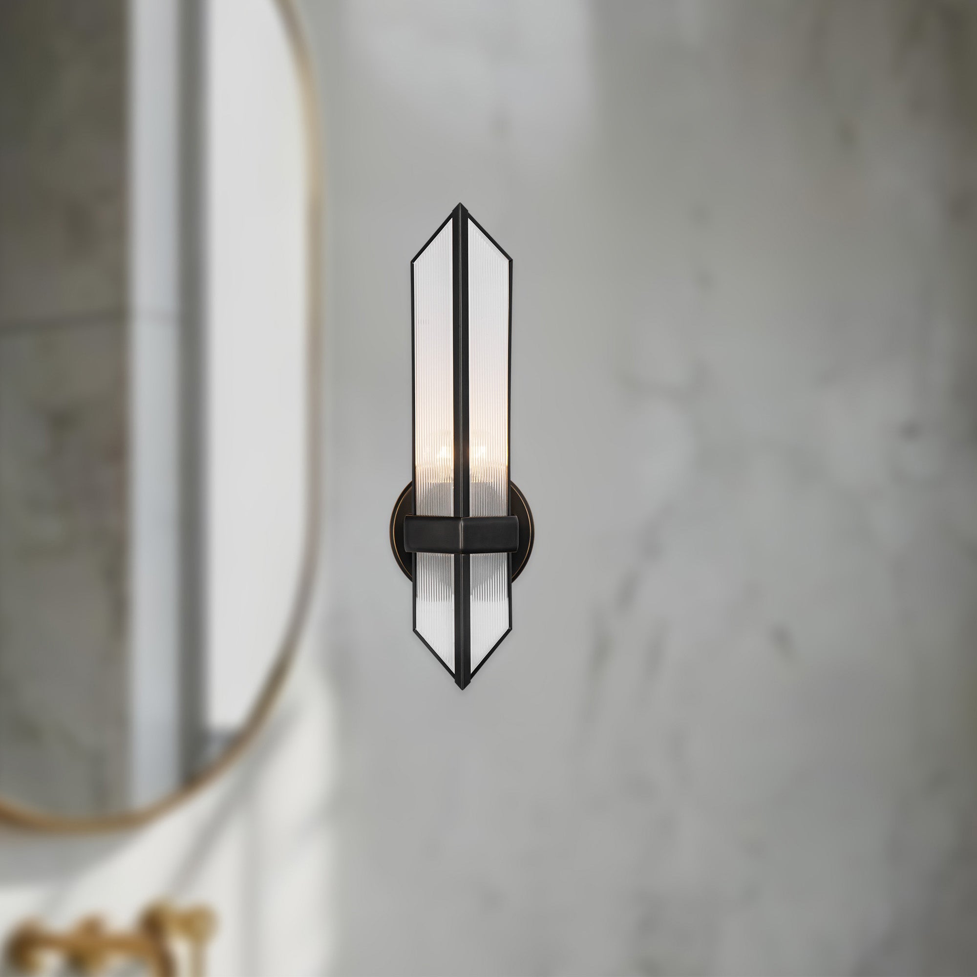 Cairo 4-in Ribbed Glass/Urban Bronze 1 Light Wall/Vanity