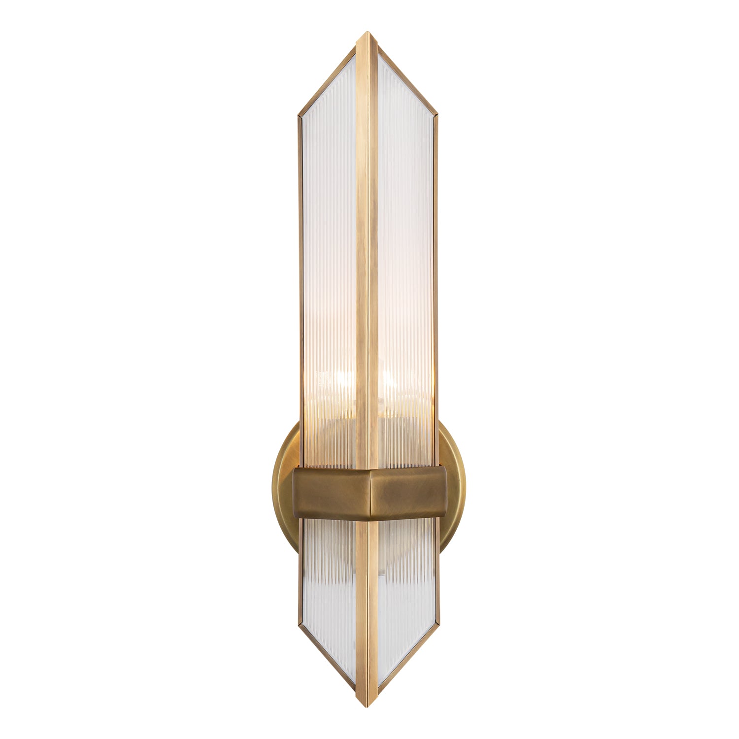 Cairo 4-in Ribbed Glass/Vintage Brass 1 Light Wall/Vanity