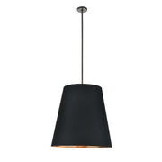 Calor 25-in Black Linen With Gold Parchment/Urban Bronze 3 Lights Pendant