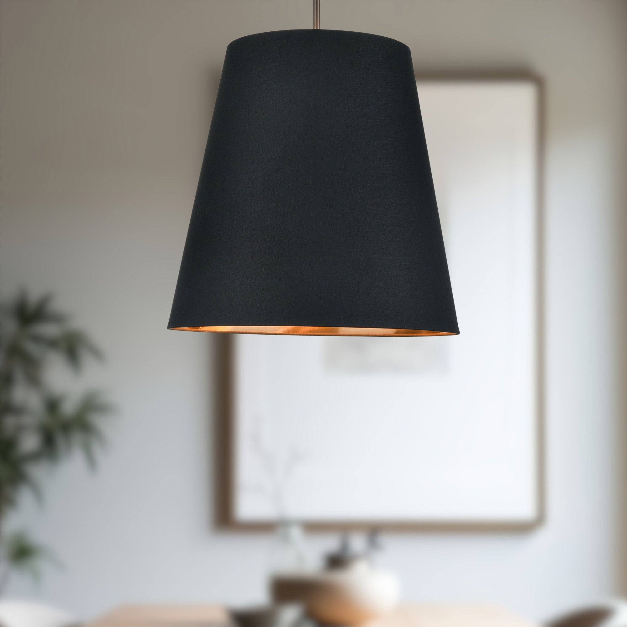 Calor 25-in Black Linen With Gold Parchment/Urban Bronze 3 Lights Pendant