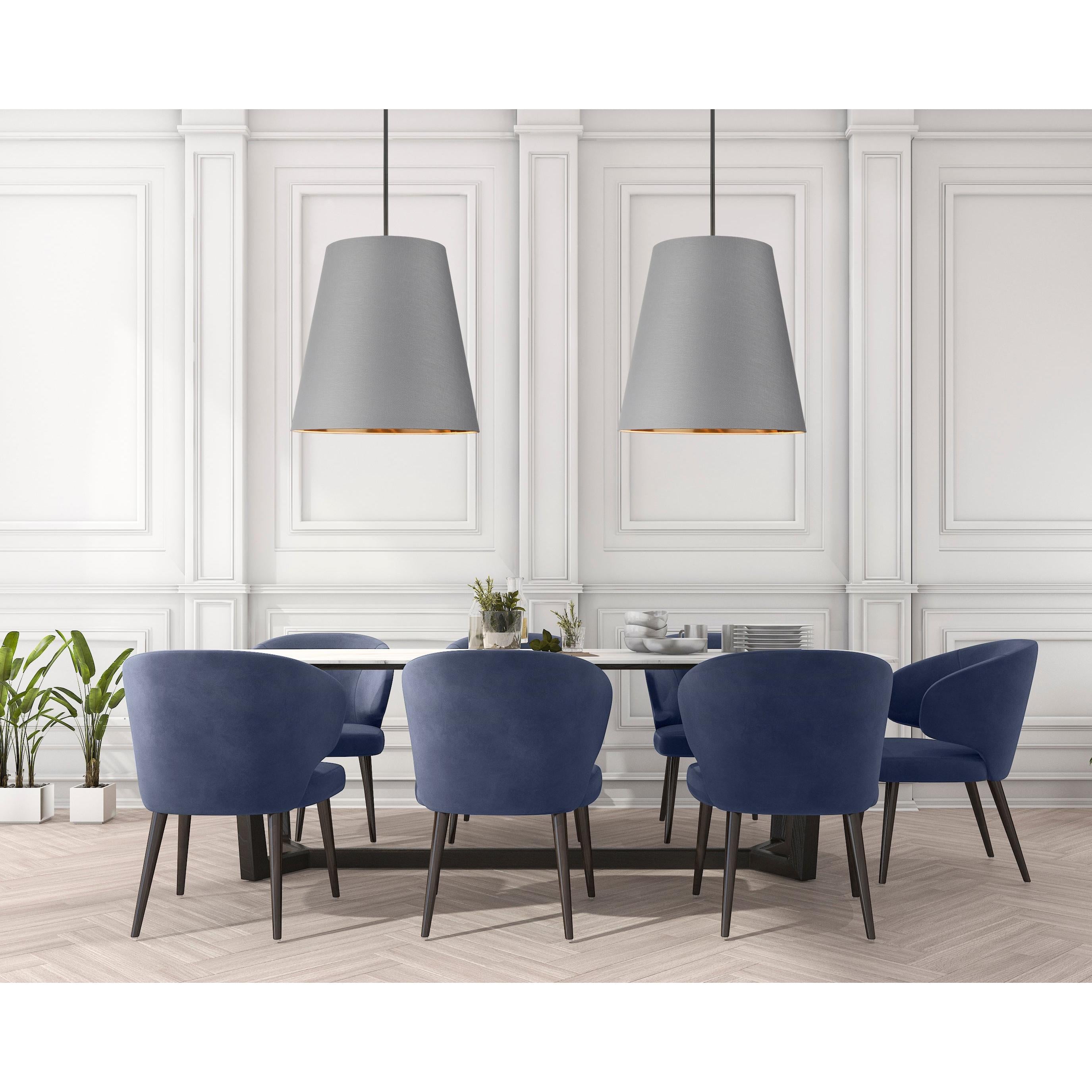 Calor 25-in Gray Linen With Gold Parchment/Urban Bronze 3 Lights Pendant