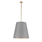 Calor 25-in Gray Linen With Gold Parchment/Vintage Brass 3 Lights Pendant