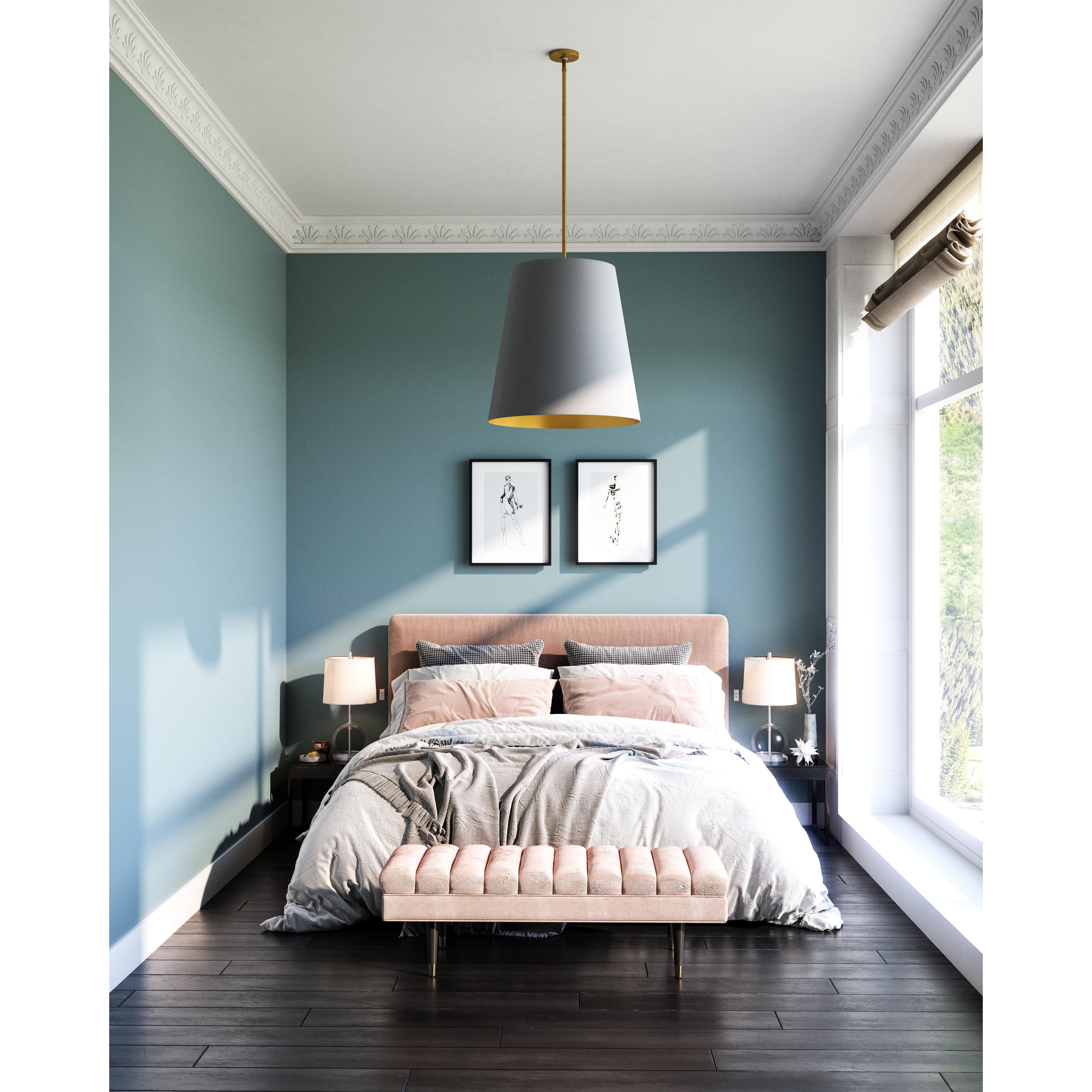 Calor 25-in Gray Linen With Gold Parchment/Vintage Brass 3 Lights Pendant