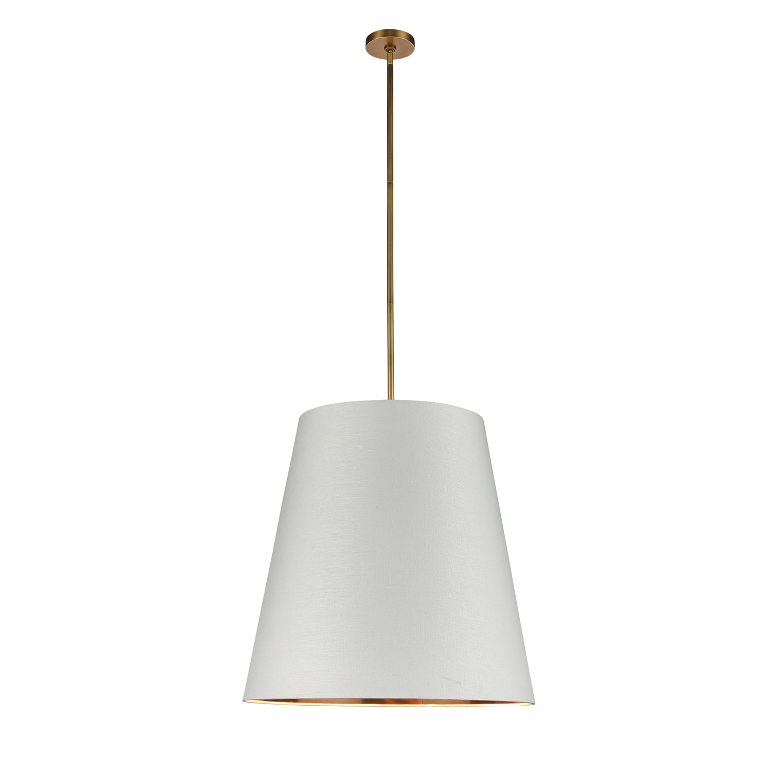 Calor 25-in Vintage Brass/White Linen With Gold Parchment 3 Lights Pendant