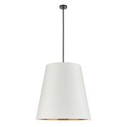 Calor 30-in Urban Bronze/White Linen With Gold Parchment 3 Lights Pendant