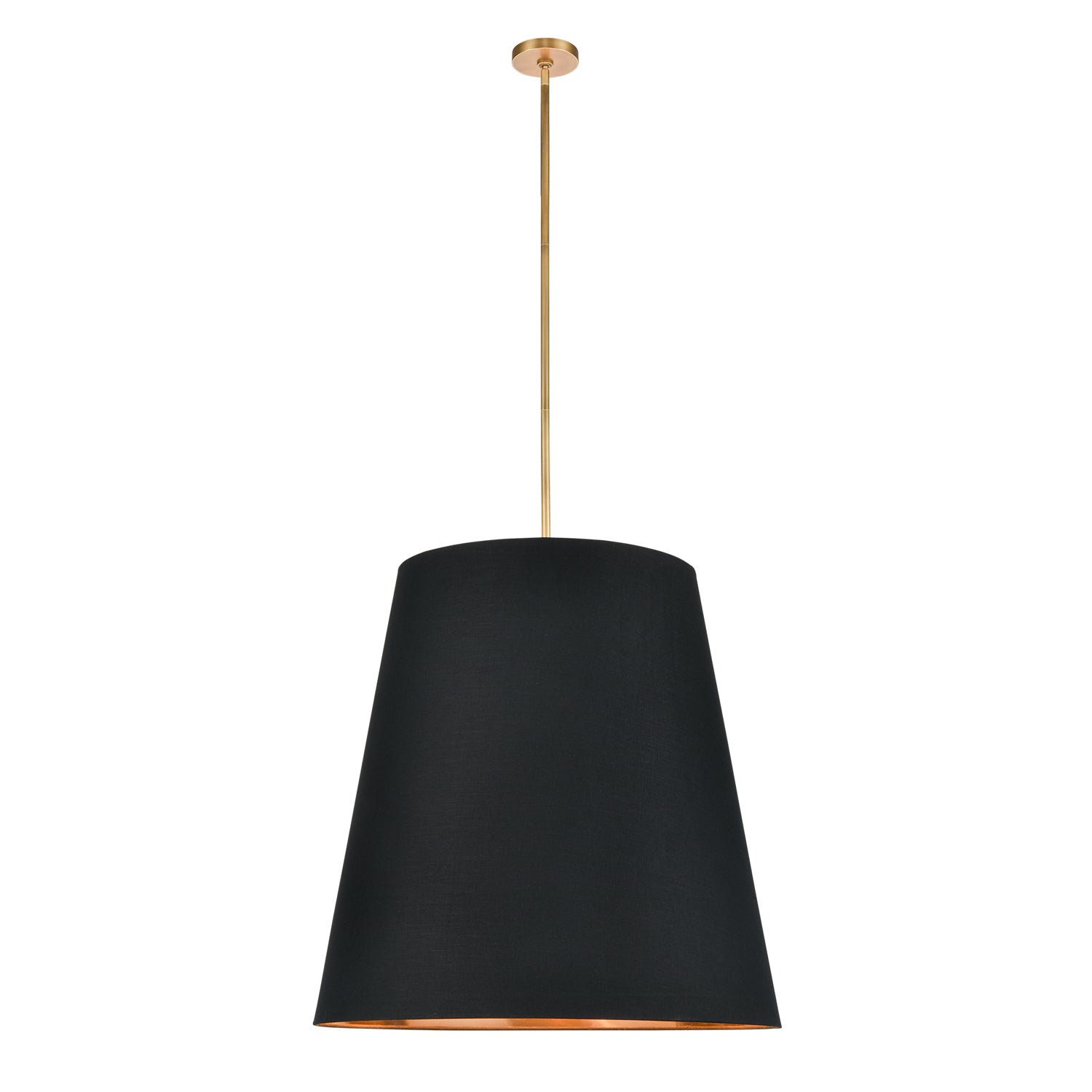 Calor 30-in Black Linen With Gold Parchment/Vintage Brass 3 Lights Pendant