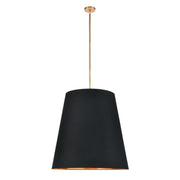 Calor 30-in Black Linen With Gold Parchment/Vintage Brass 3 Lights Pendant