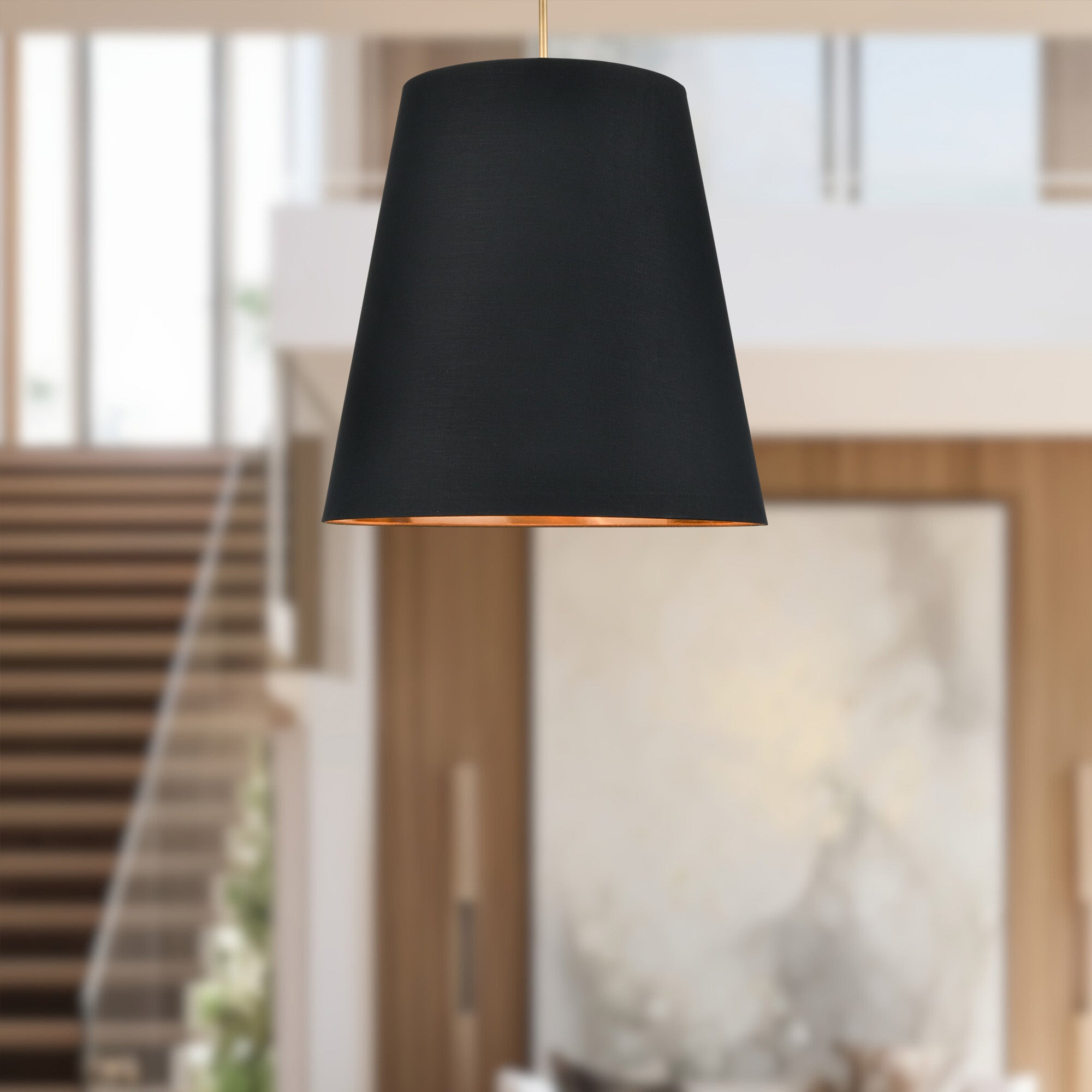 Calor 30-in Black Linen With Gold Parchment/Vintage Brass 3 Lights Pendant
