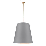 Calor 30-in Gray Linen With Gold Parchment/Vintage Brass 3 Lights Pendant