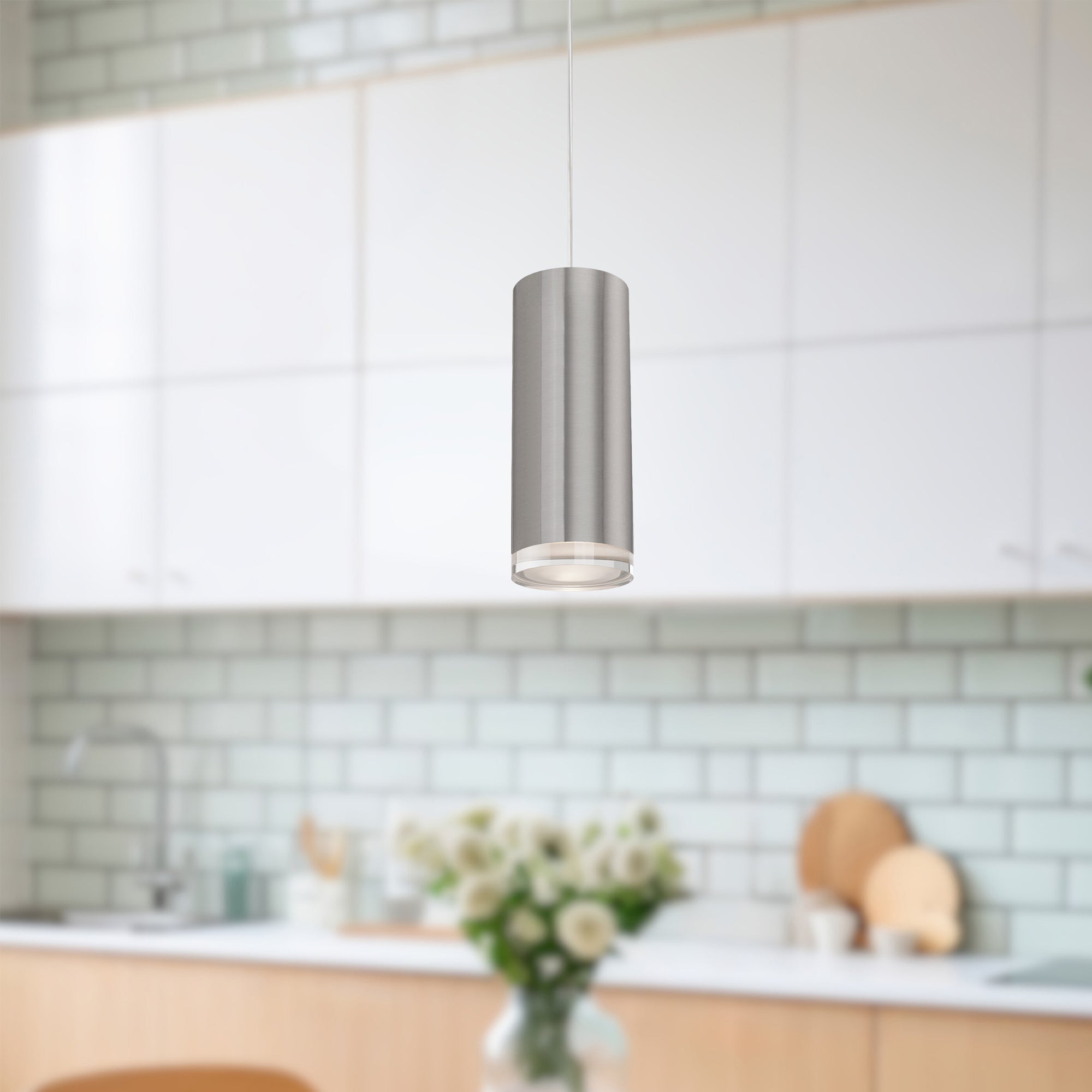 Cameo 8-in Brushed Nickel LED Pendant