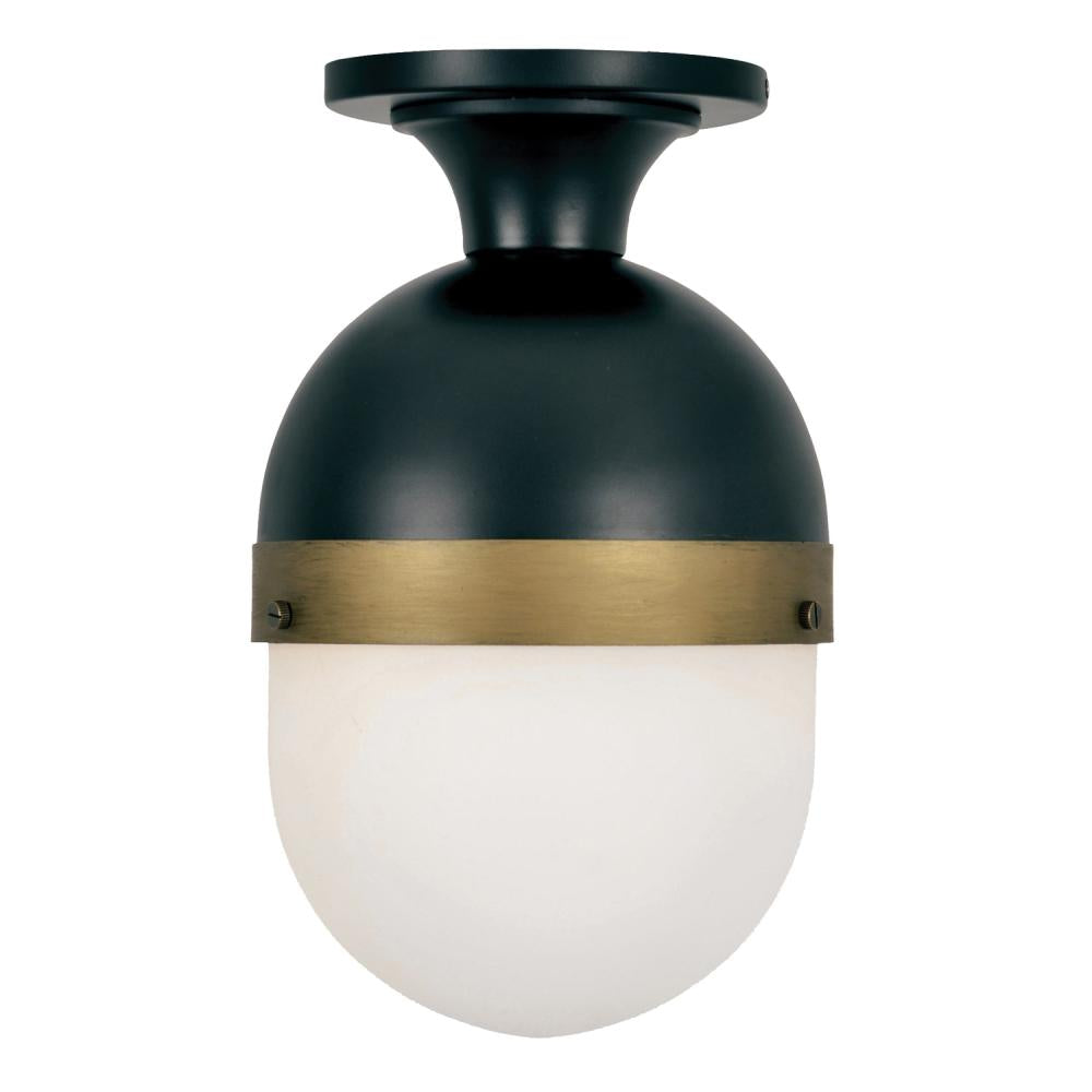 Crystorama CAP-8500-MK-TG Capsule 1 Light Outdoor Semi Flush Mount, UL Wet Rated, Matte Black + Textured Gold