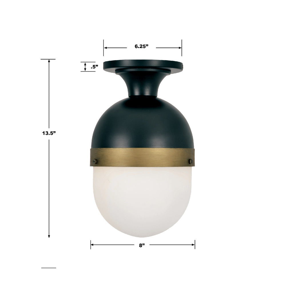 Crystorama CAP-8500-MK-TG Capsule 1 Light Outdoor Semi Flush Mount, UL Wet Rated, Matte Black + Textured Gold