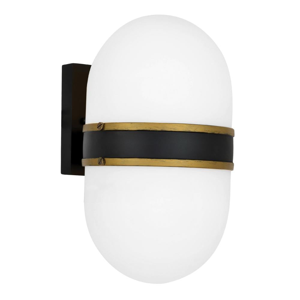 Crystorama CAP-8501-MK-TG Outdoor Sconce, UL Wet Rated, Matte Black + Textured Gold