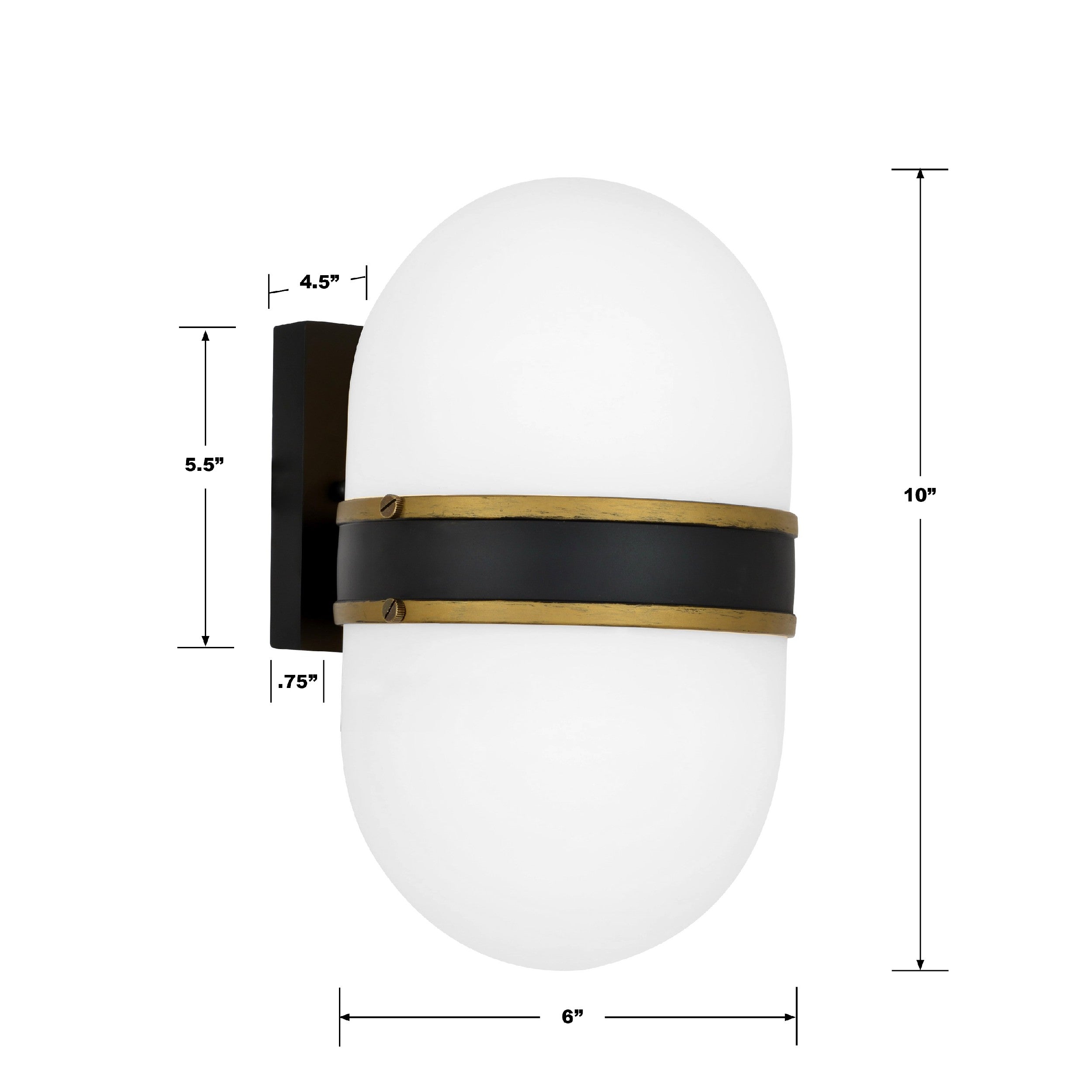Crystorama Capsule CAP-8501-MK-TG – 6 Inch – 1 Light – Outdoor – Matte Black + Textured Gold – Wet Rated