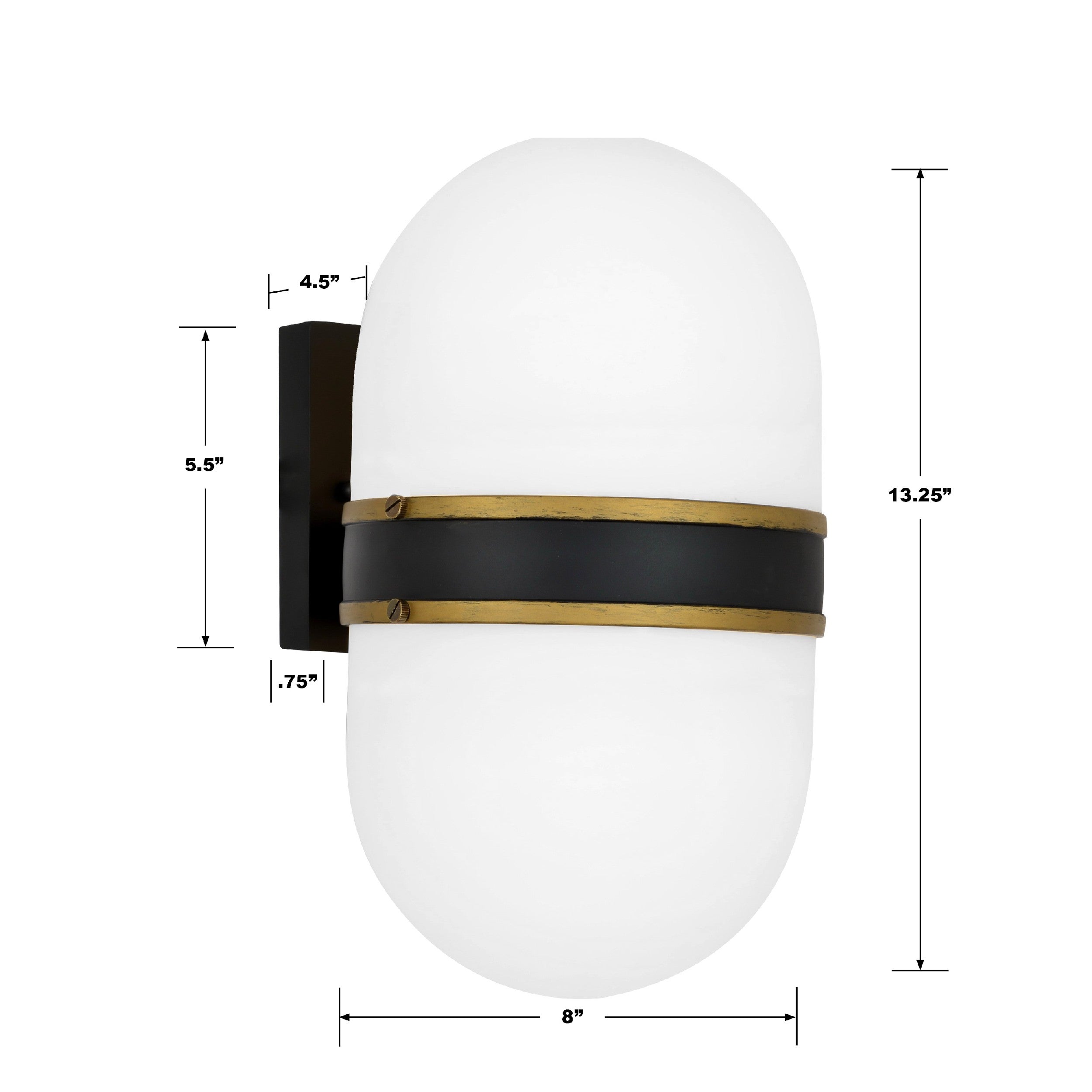 Crystorama Capsule CAP-8504-MK-TG – 8 Inch – 2 Light – Outdoor – Matte Black + Textured Gold – Wet Rated