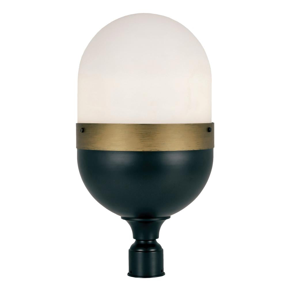Crystorama CAP-8509-MK-TG Outdoor Post Light Fixture, UL Wet Rated, Matte Black + Textured Gold