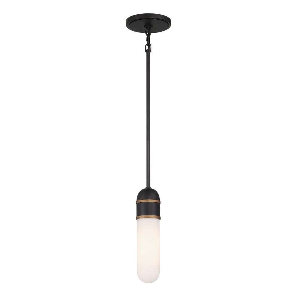 Crystorama CAP-8511-MK-TG Capsule 1 Light LED Pendant, UL Damp Rated, Matte Black + Textured Gold