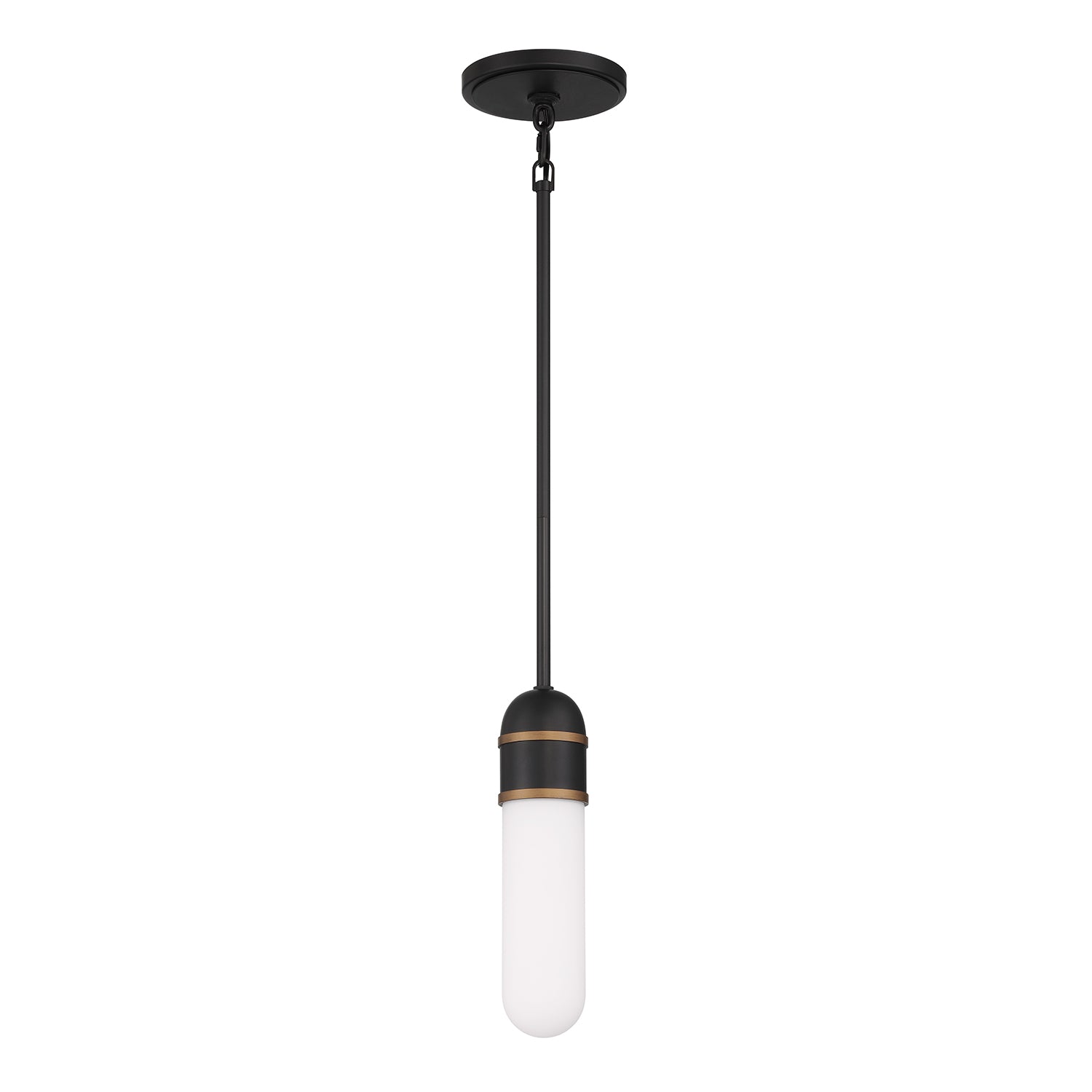 Crystorama Capsule CAP-8511-MK-TG – 3.25 Inch – 1 Light – Pendant Light – Matte Black + Textured Gold – Damp Rated