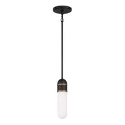 Crystorama Capsule CAP-8511-MK-TG – 3.25 Inch – 1 Light – Pendant Light – Matte Black + Textured Gold – Damp Rated