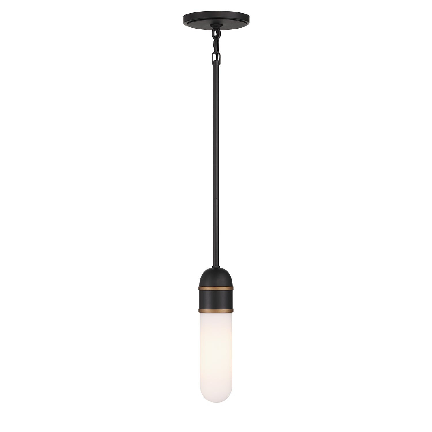 Crystorama Capsule CAP-8511-MK-TG – 3.25 Inch – 1 Light – Pendant Light – Matte Black + Textured Gold – Damp Rated