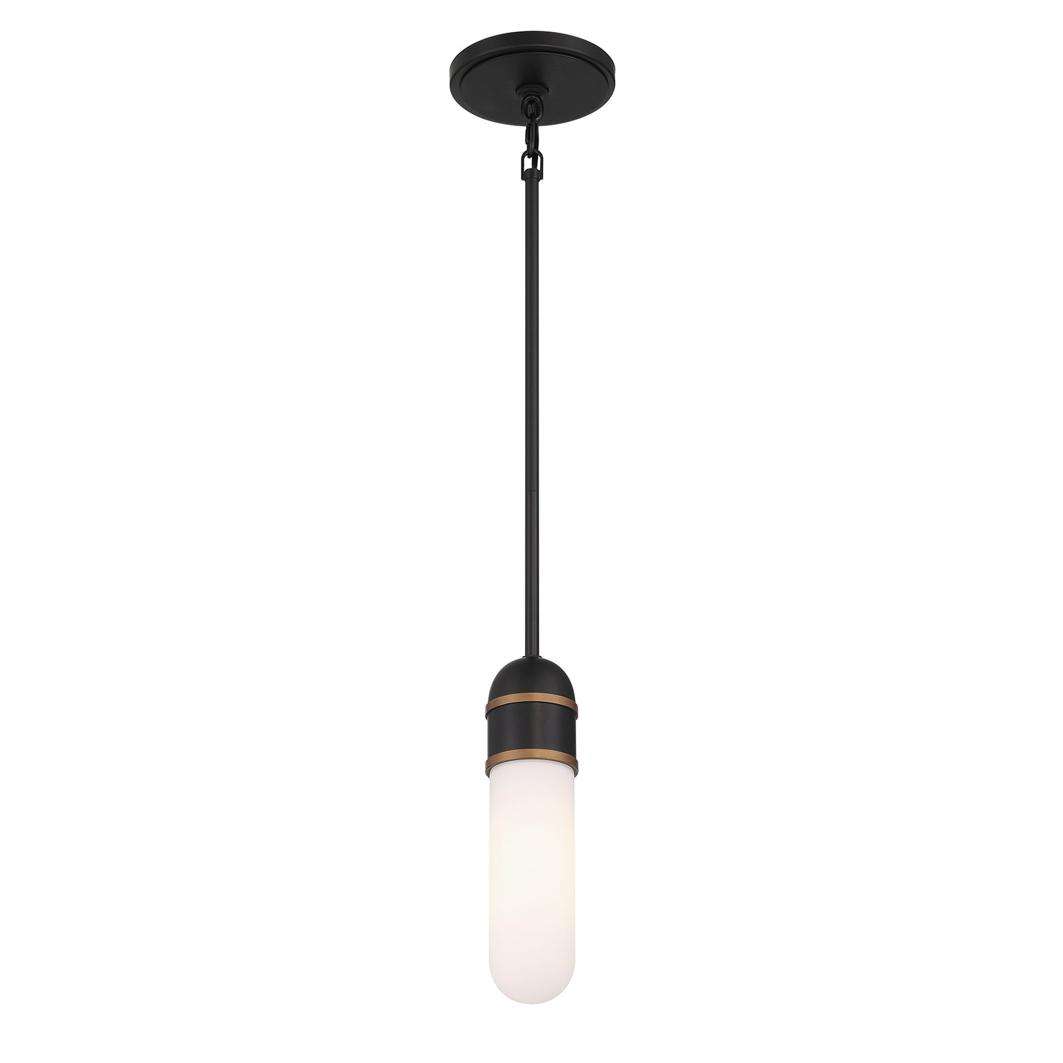 Crystorama Capsule CAP-8511-MK-TG – 3.25 Inch – 1 Light – Pendant Light – Matte Black + Textured Gold – Damp Rated