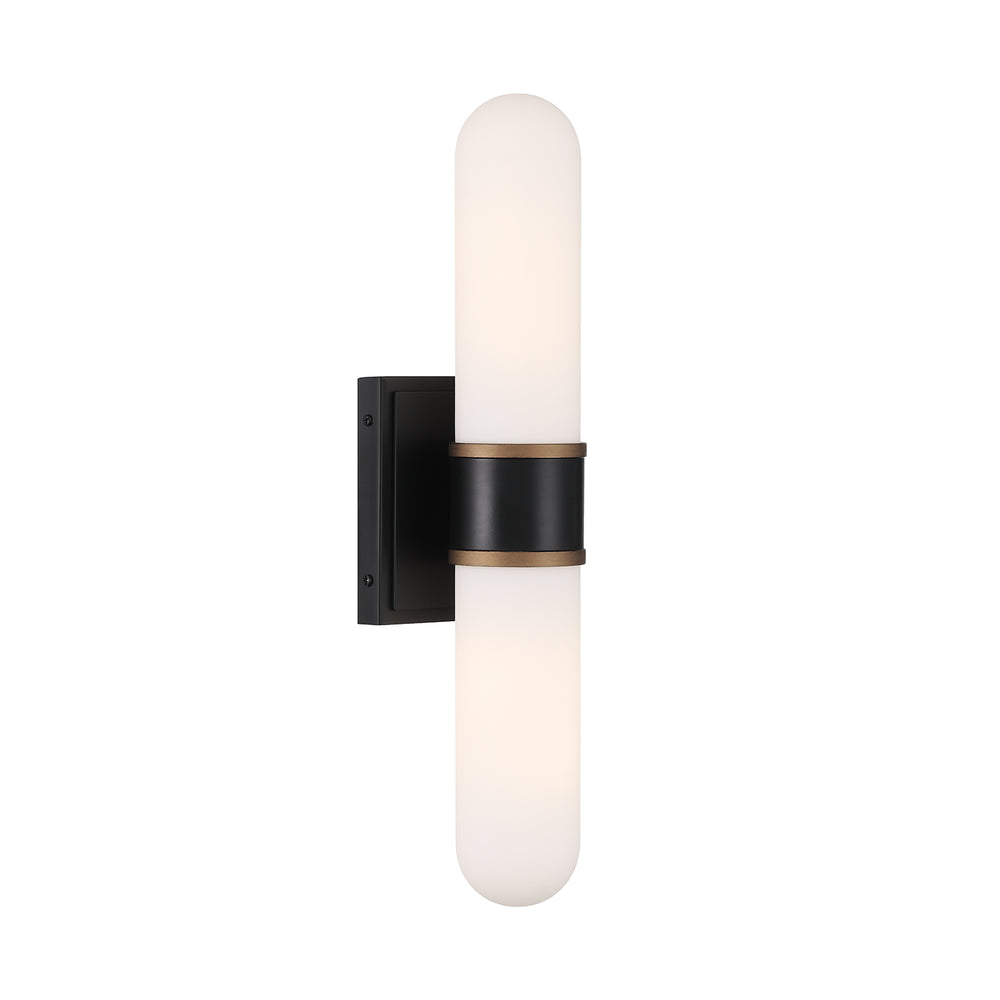 Crystorama CAP-8512-MK-TG Sconce, UL Damp Rated, Matte Black + Textured Gold