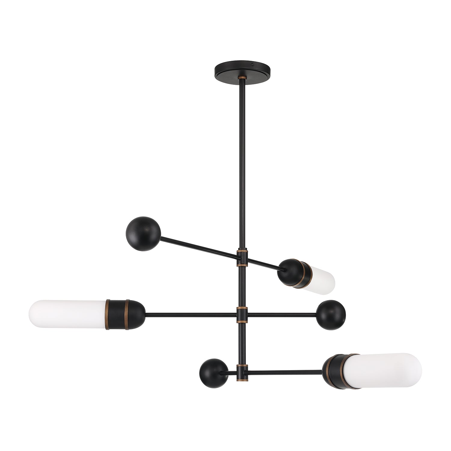 Crystorama Capsule CAP-8513-MK-TG – 47.75 Inch – 3 Light – Chandelier – Matte Black + Textured Gold – Damp Rated